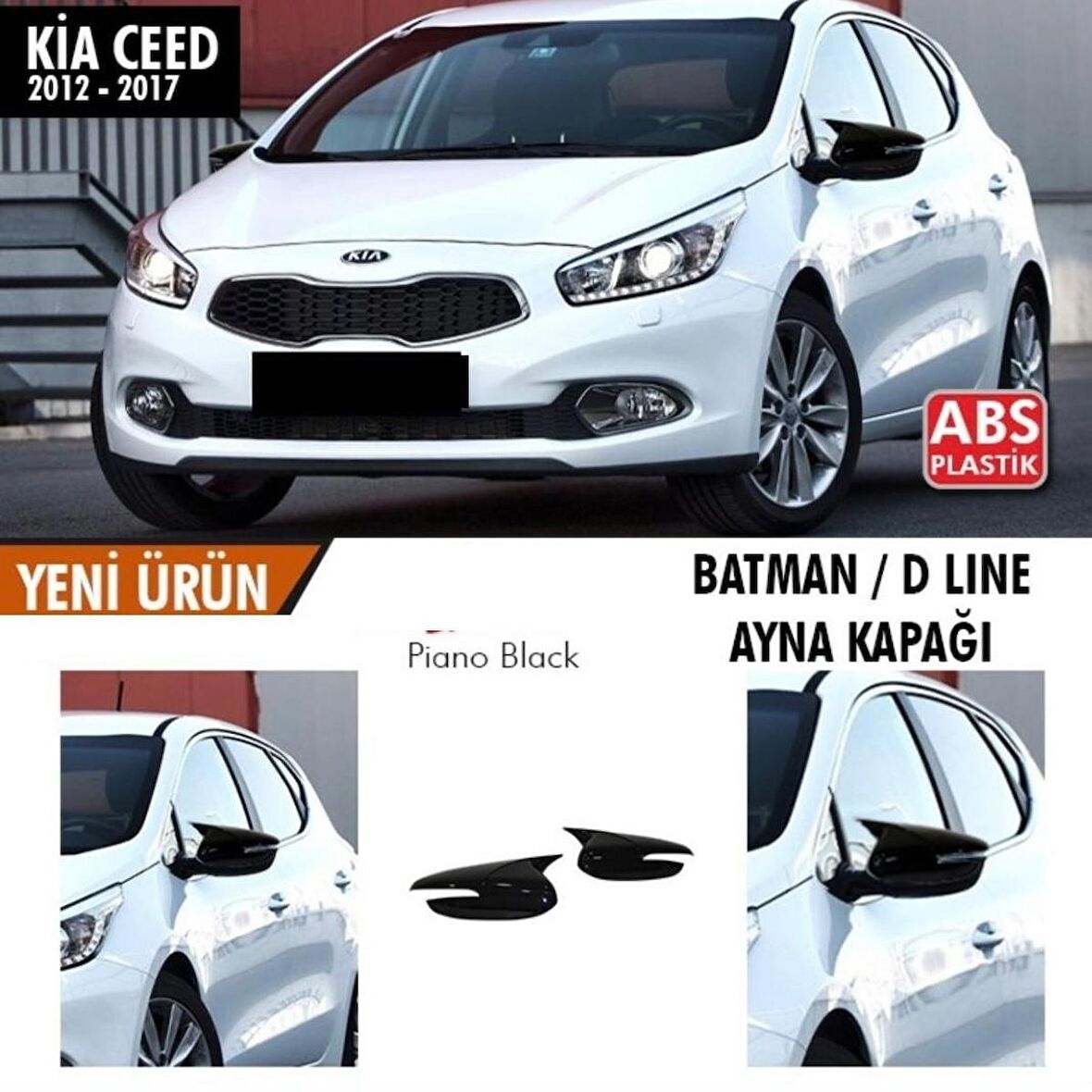 Kia Ceed (2012-2017) Batman Yarasa Ayna Kapağı (Parlak Siyah)