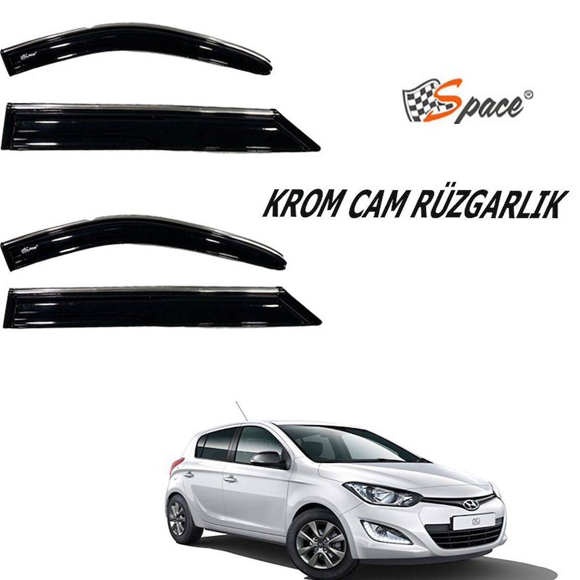 Krom Cam Rüzgarlığı 1,2Mm Hyundai İ20 2014 4'Lü / Caru437