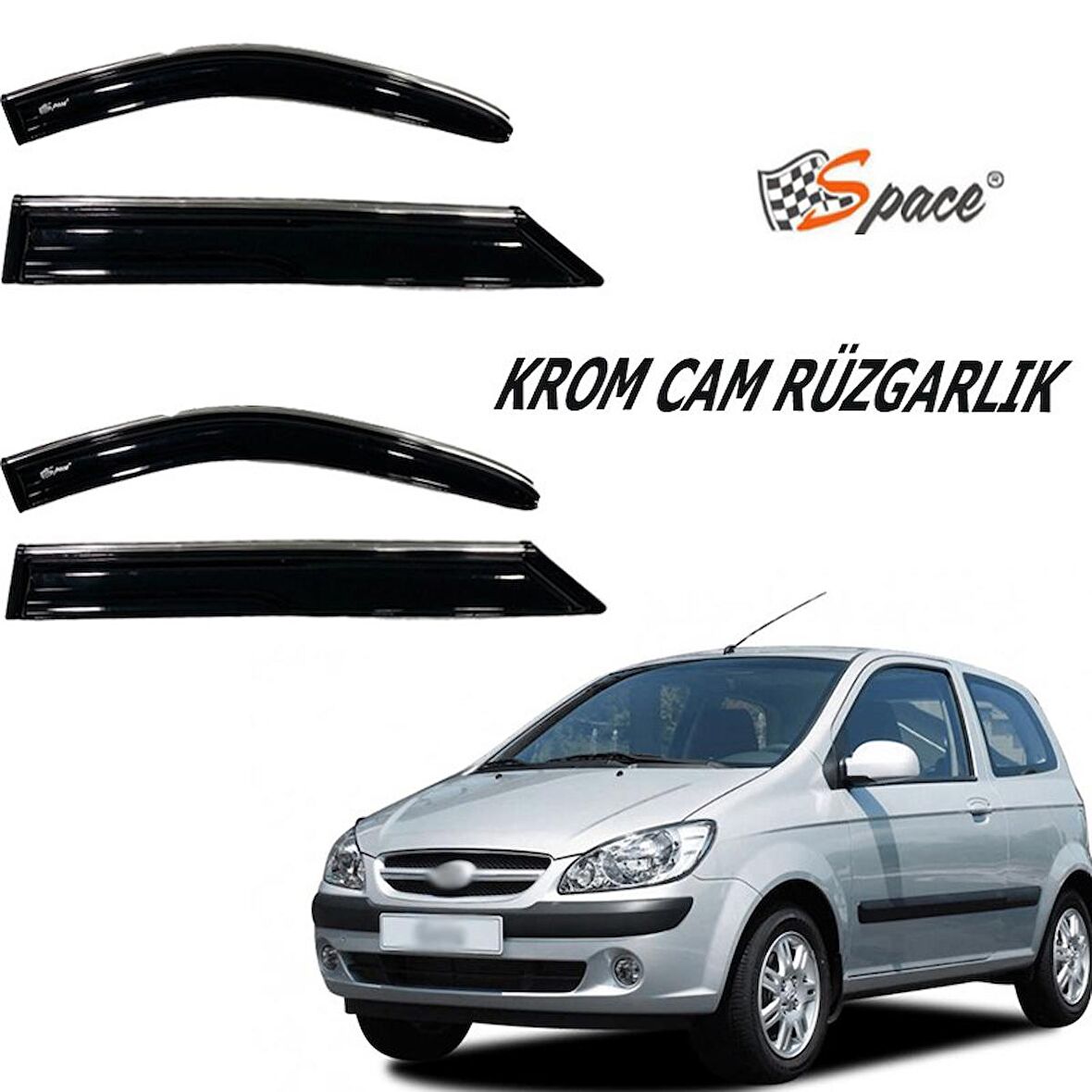 Krom Cam Rüzgarlığı 1.2Mm  Hyundai Getz 2002 4'Lü / Caru447