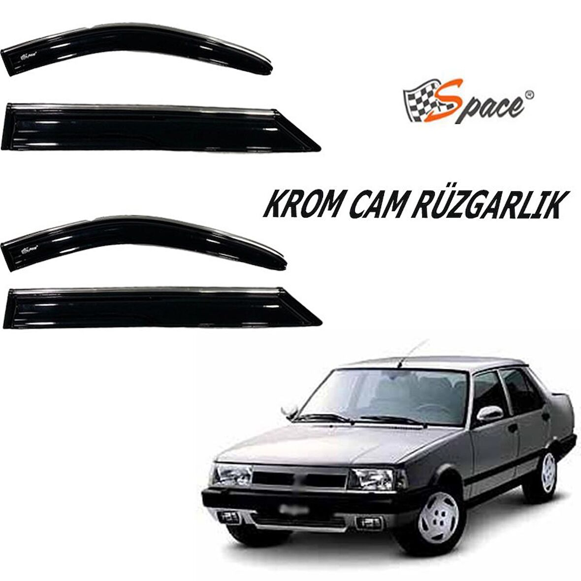 Krom Cam Rüzgarlığı 1.2Mm Tofaş -Doğan-Kartal-Şahin 4'Lü / Caru435