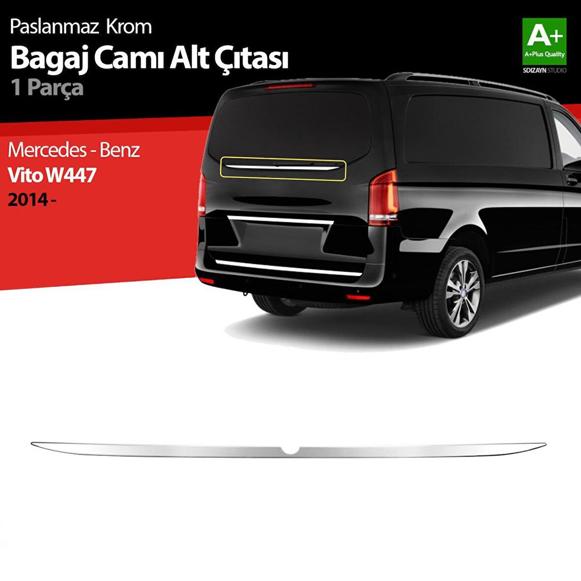 Mercedes Vito W447 Krom Bagaj Camı Alt Çıtası 2014 Üzeri