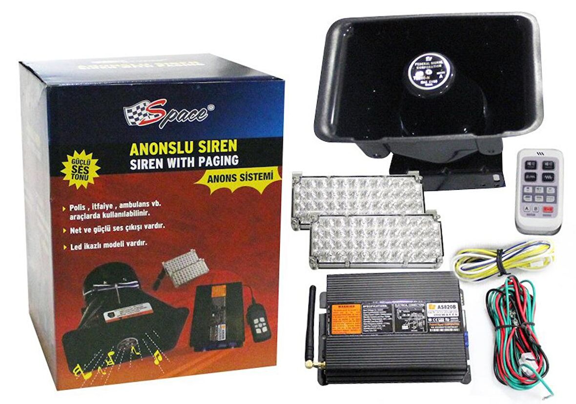 Mikrofonlu Led İkazlı Uzaktan Kumandalı (13 Sesli) Siren/Sssr41