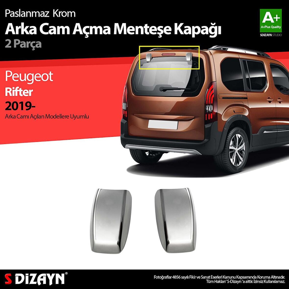 Peugeot Rifter Krom Arka Cam Açma Menteşe Kapağı 2 Prç 2019 Üzeri