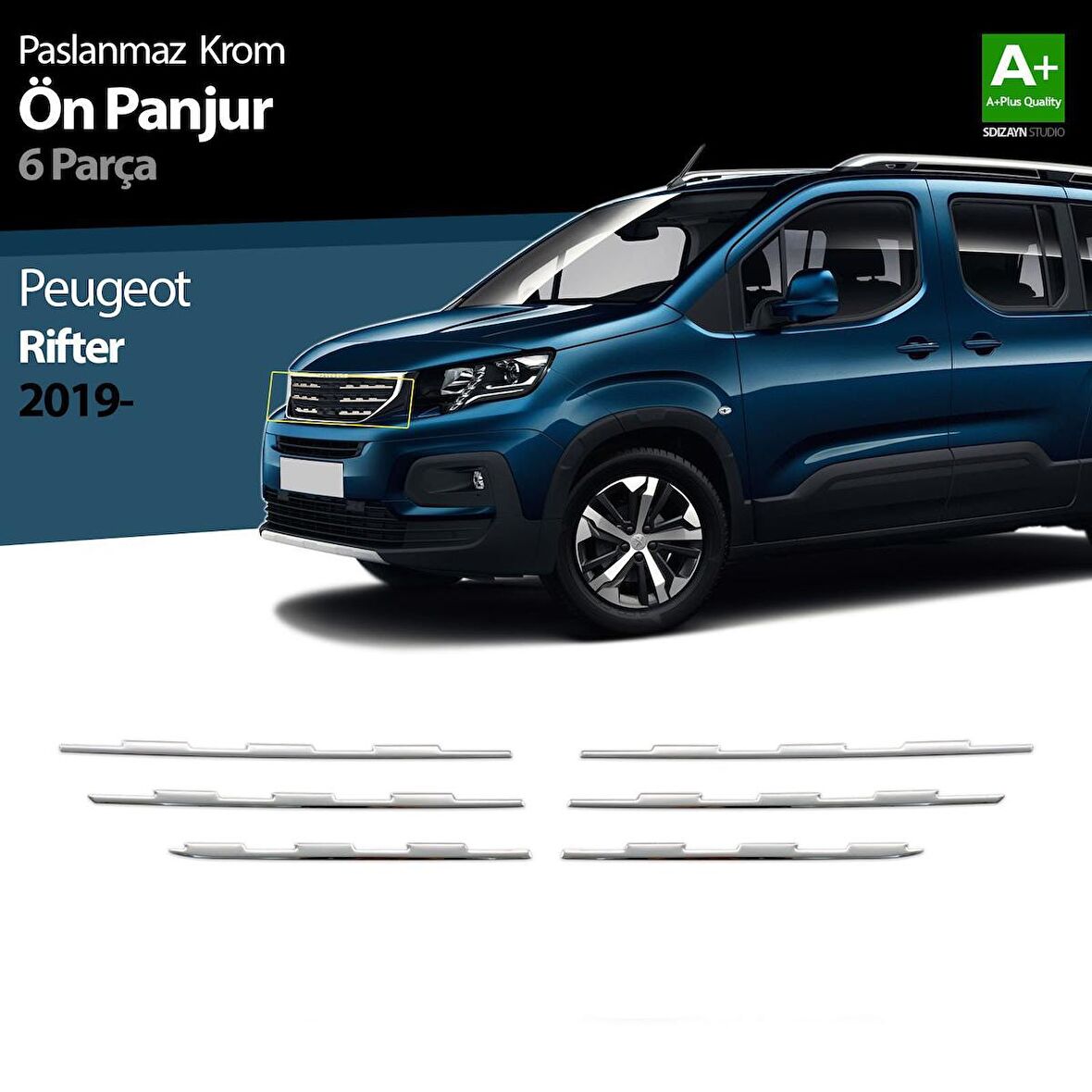 Peugeot Rifter Krom Ön Panjur 6 Prç. 2019 Ve Üzeri