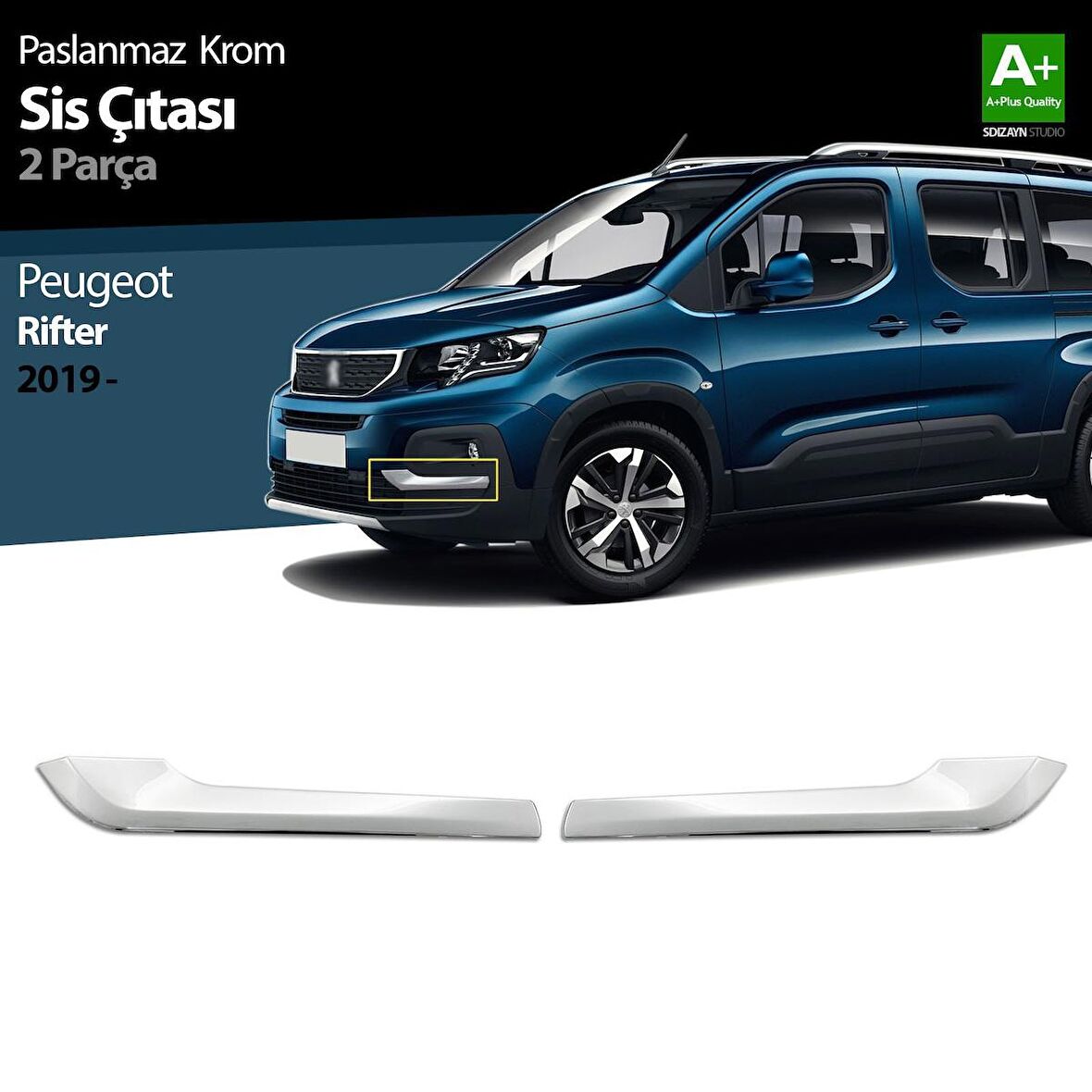 Peugeot Rifter Krom Sis Çıtası 2 Prç 2019 Üzeri