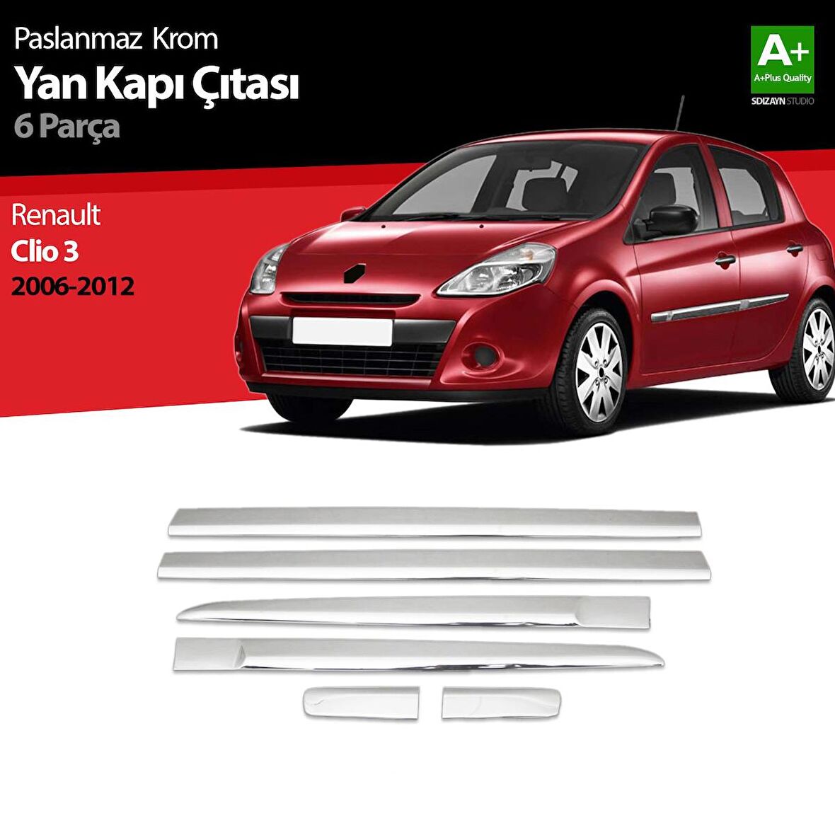 Renault Clio 3 Hb Krom Yan Kapı Çıtası 6 Prç 2006-2012