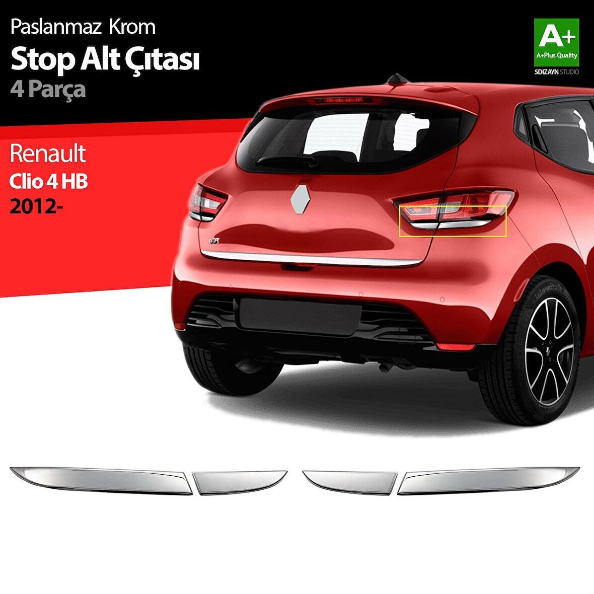 Renault Clio 4 Hb Krom Stop Alt Çıtası 4 Prç 2012 Üzeri