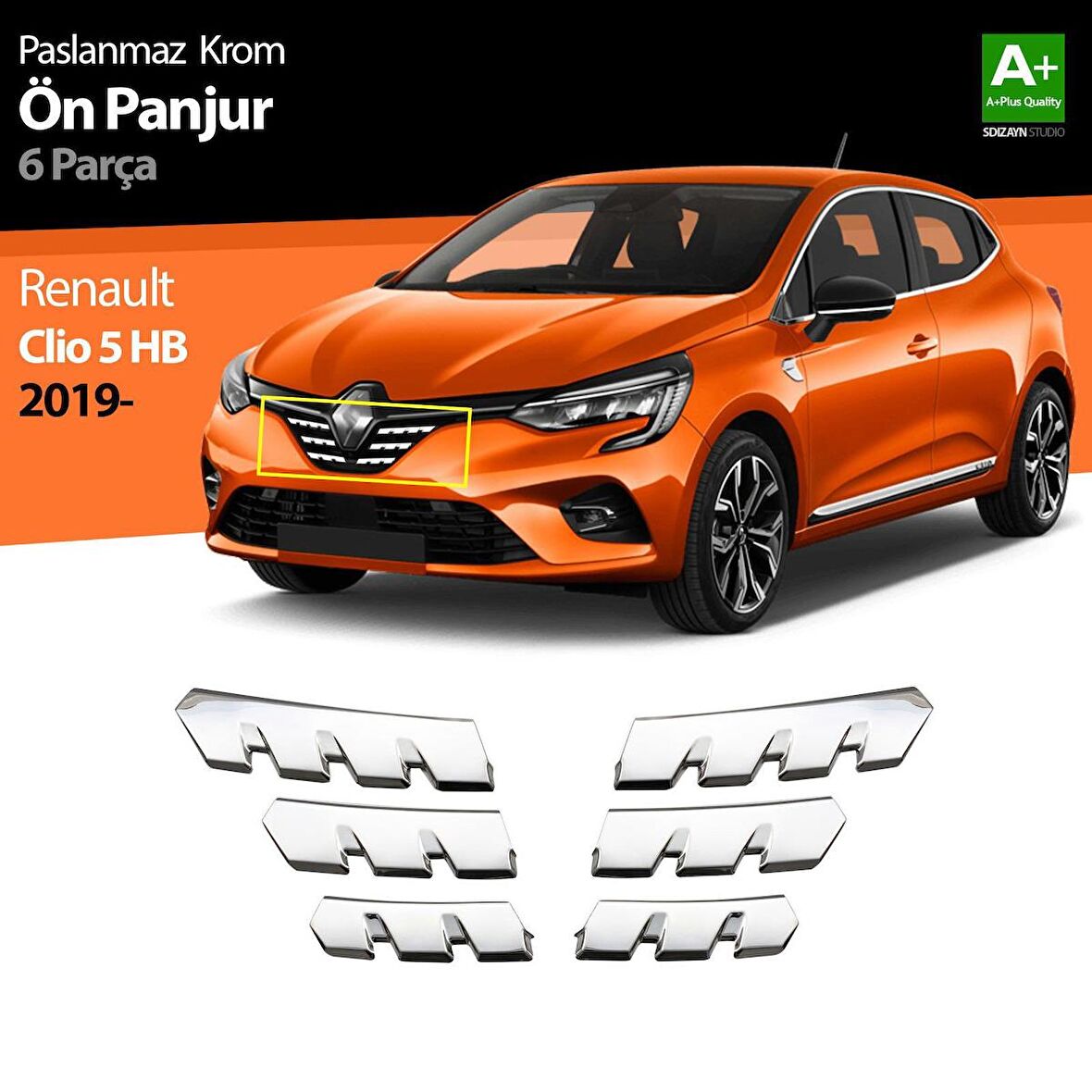 Renault Clio 5 Krom Ön Alt Panjur 6 Prç. 2019 Ve Üzeri