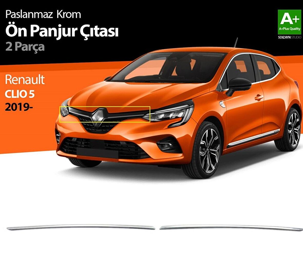 Renault Clio 5 Krom Ön Panjur 2 Prç. 2019 Ve Üzeri Drs Tuning