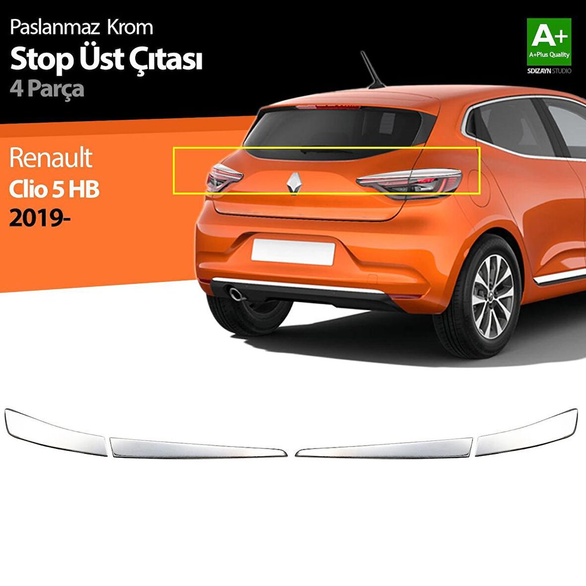 Renault Clio 5 Krom Stop Üst Çıtası 4 Prç. 2019 Ve Üzeri