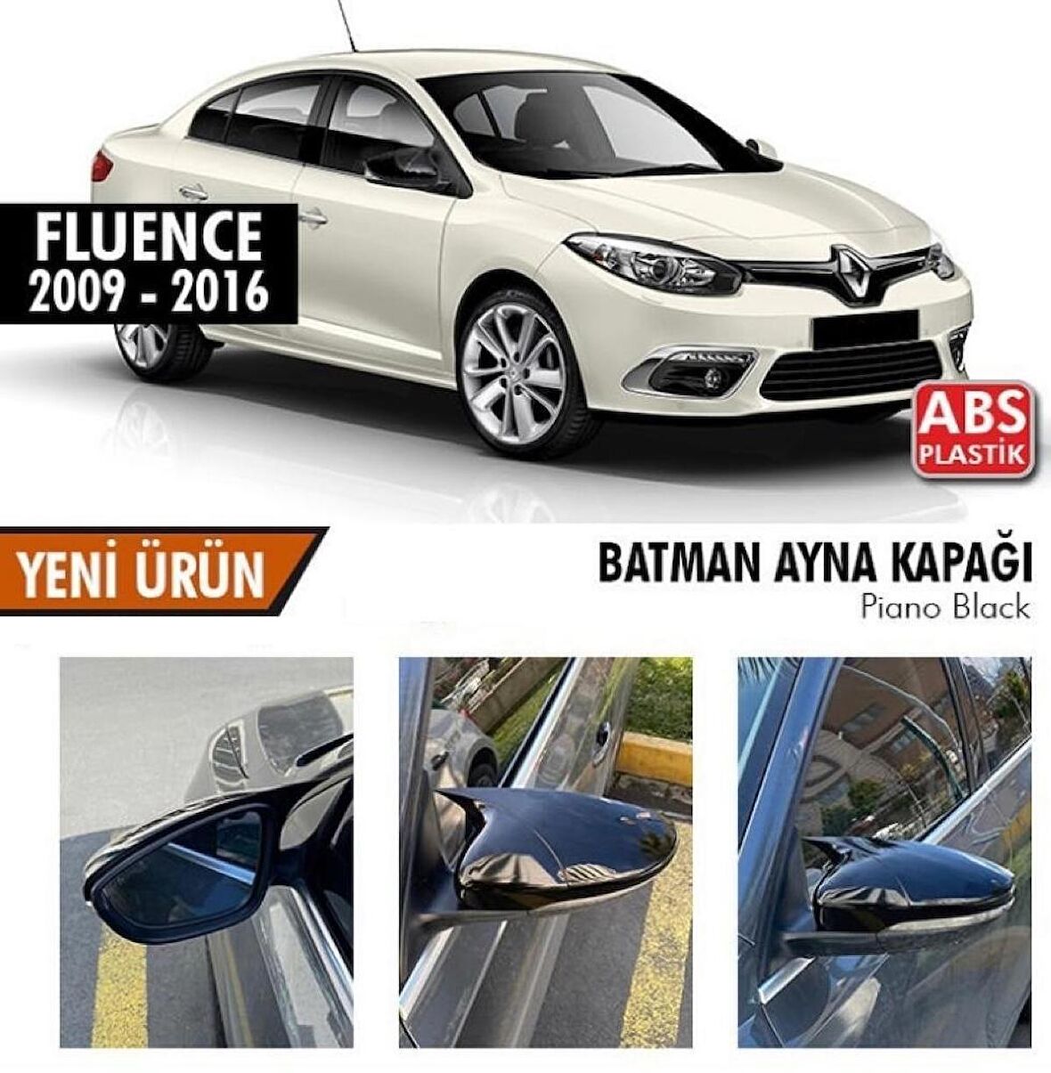 Renault Fluence (2009-2016) Batman Yarasa Ayna Kapağı (Piano Black)