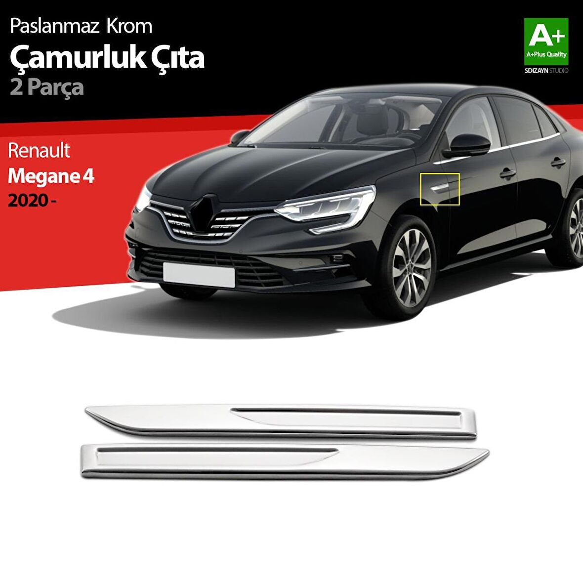 Renault Megane 4 Krom Çamurluk Sinyal Çıtası 2 Prç. 2020 Üzeri