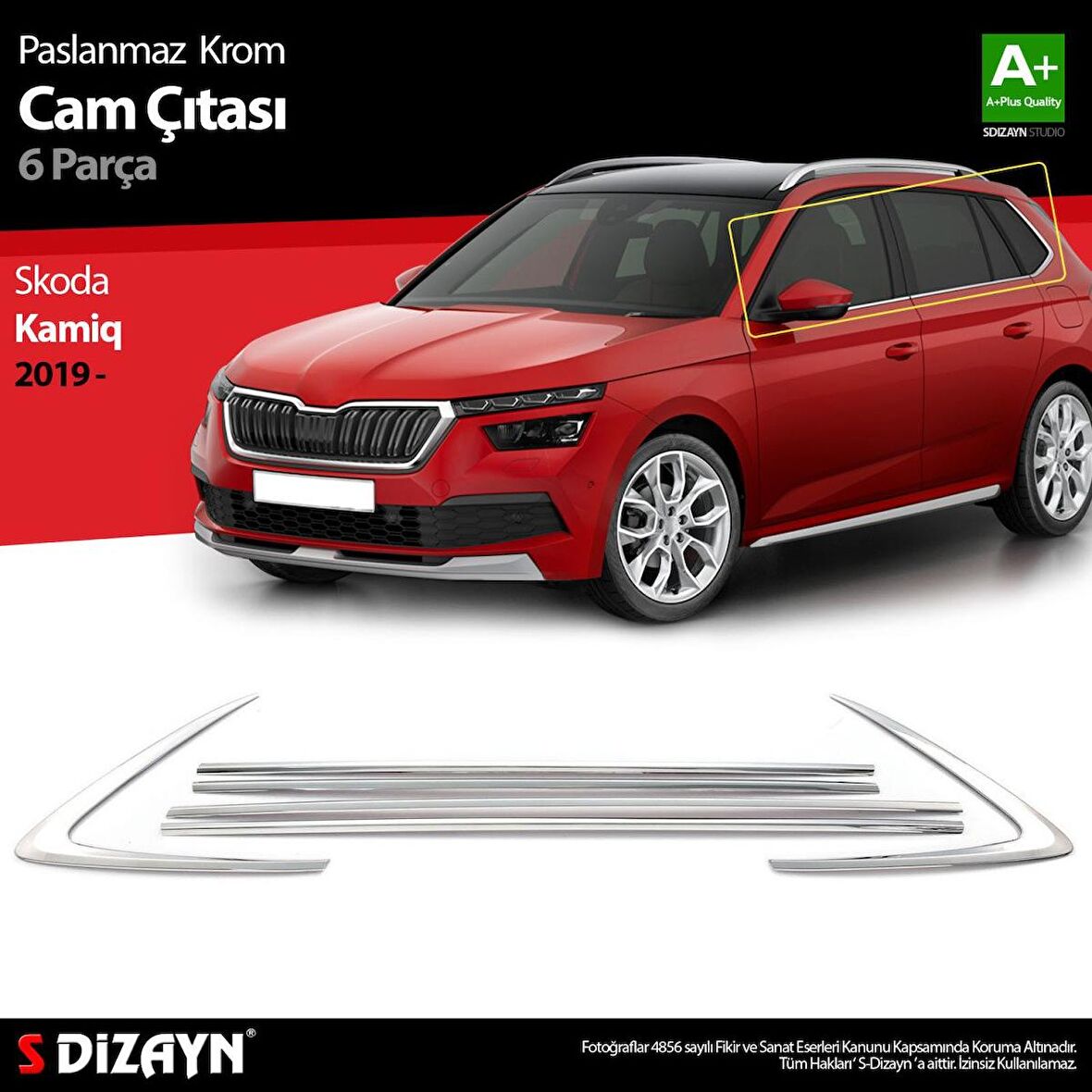 Skoda Kamiq Krom Cam Çıtası 6 Prç 2019 Üzeri