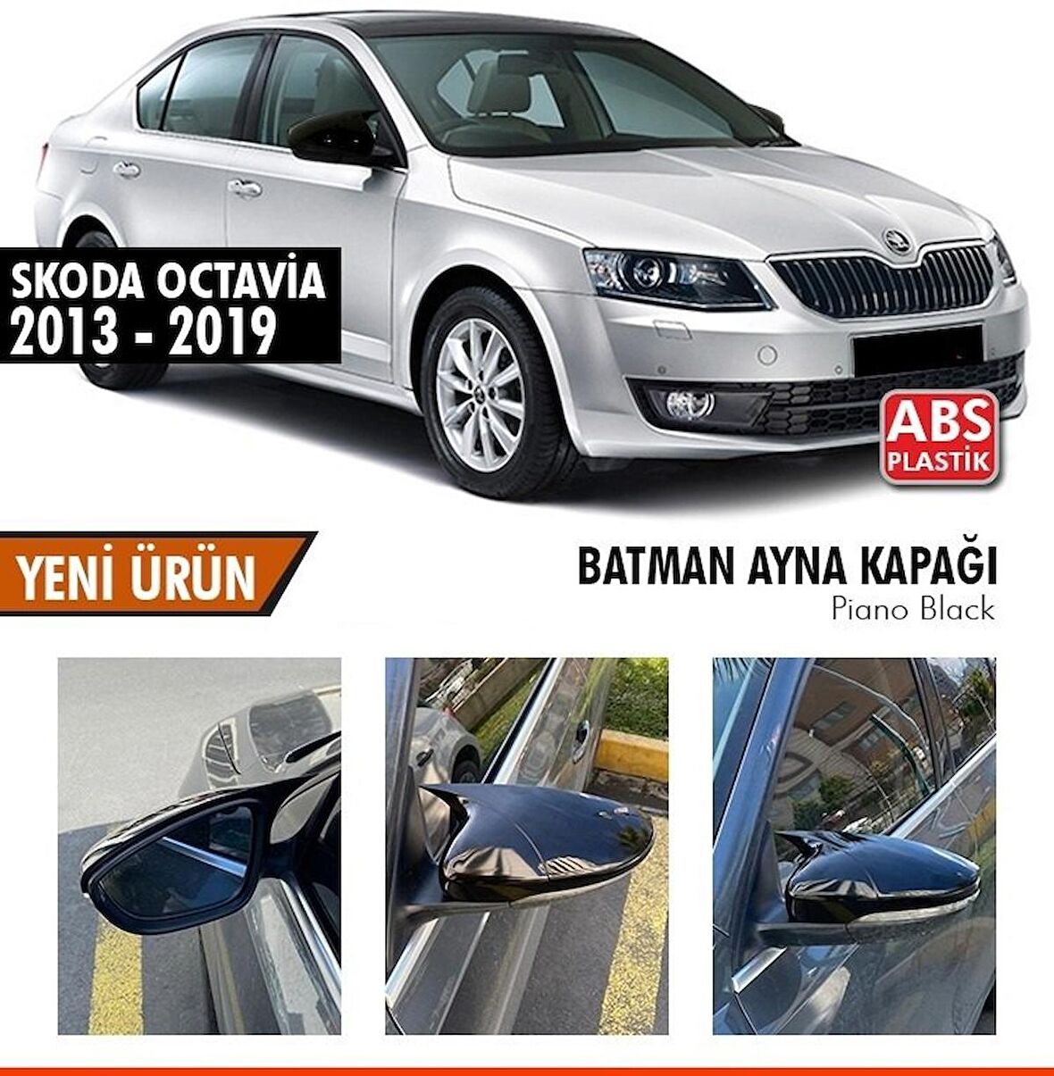 Skoda Octavia (2013-2019) Batman Yarasa Ayna Kapağı (Parlak Siyah)