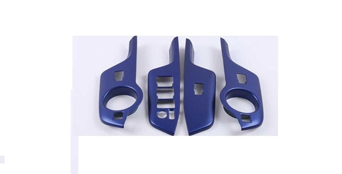 Toyota C-Hr 2016-2019 Kapı Kolçak Kaplama Mavi (Elektrikli Ayna Düğmeli Model)