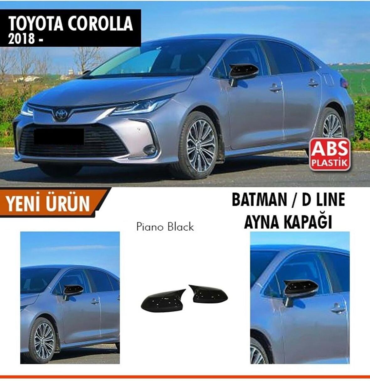 Toyota Corolla E210 Batman Yarasa Ayna Kapağı Piano Black / 2018 Sonrası