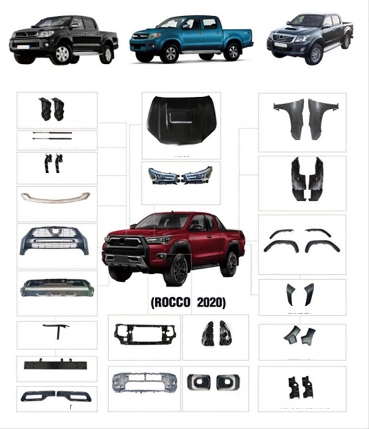 Toyota Hılux Vıgo(2004-2015)  2021 Rocco Body Kıt - Full Set