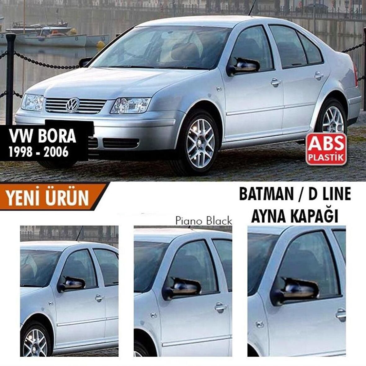 Volkswagen Bora (1998-2006) Batman Yarasa Ayna Kapağı (Parlak Siyah)