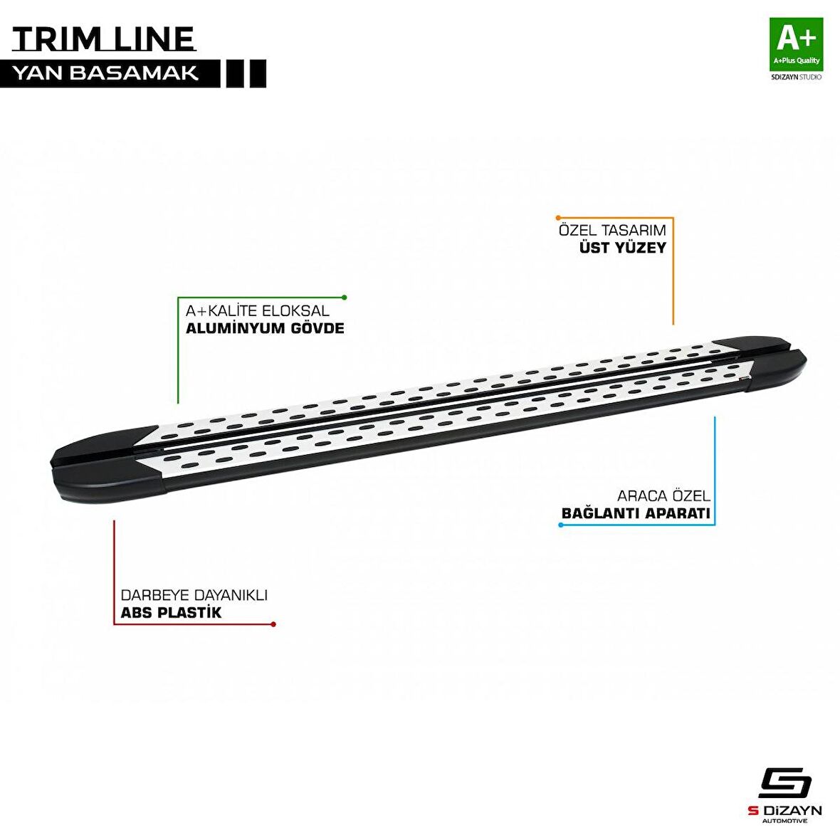 Volkswagen Caddy 3 Uzun Şase Trimline Gri Yan Basamak 225 Cm 2004-2020