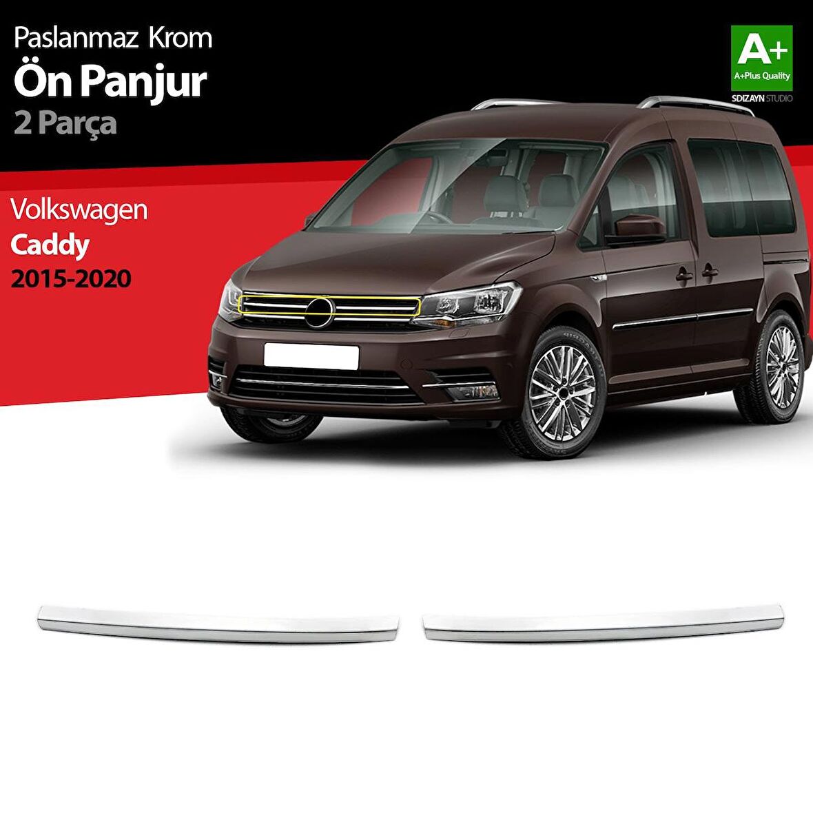 Volkswagen Caddy Krom Ön Panjur 2 Prç. 2015-2020