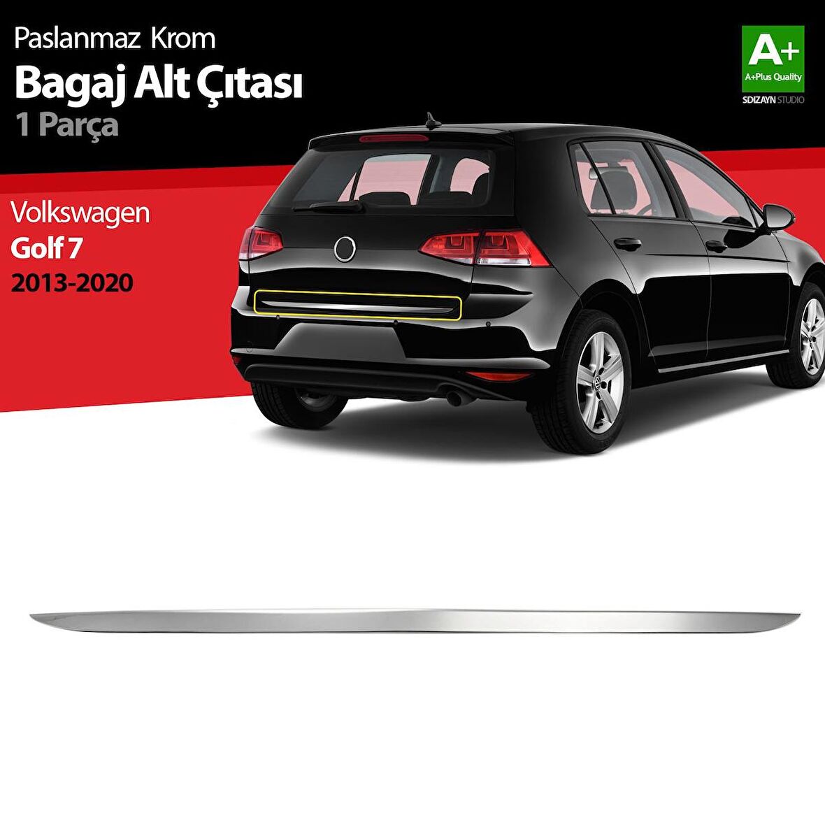 Volkswagen Golf 7 Krom Bagaj Alt Çıta 2013-2020
