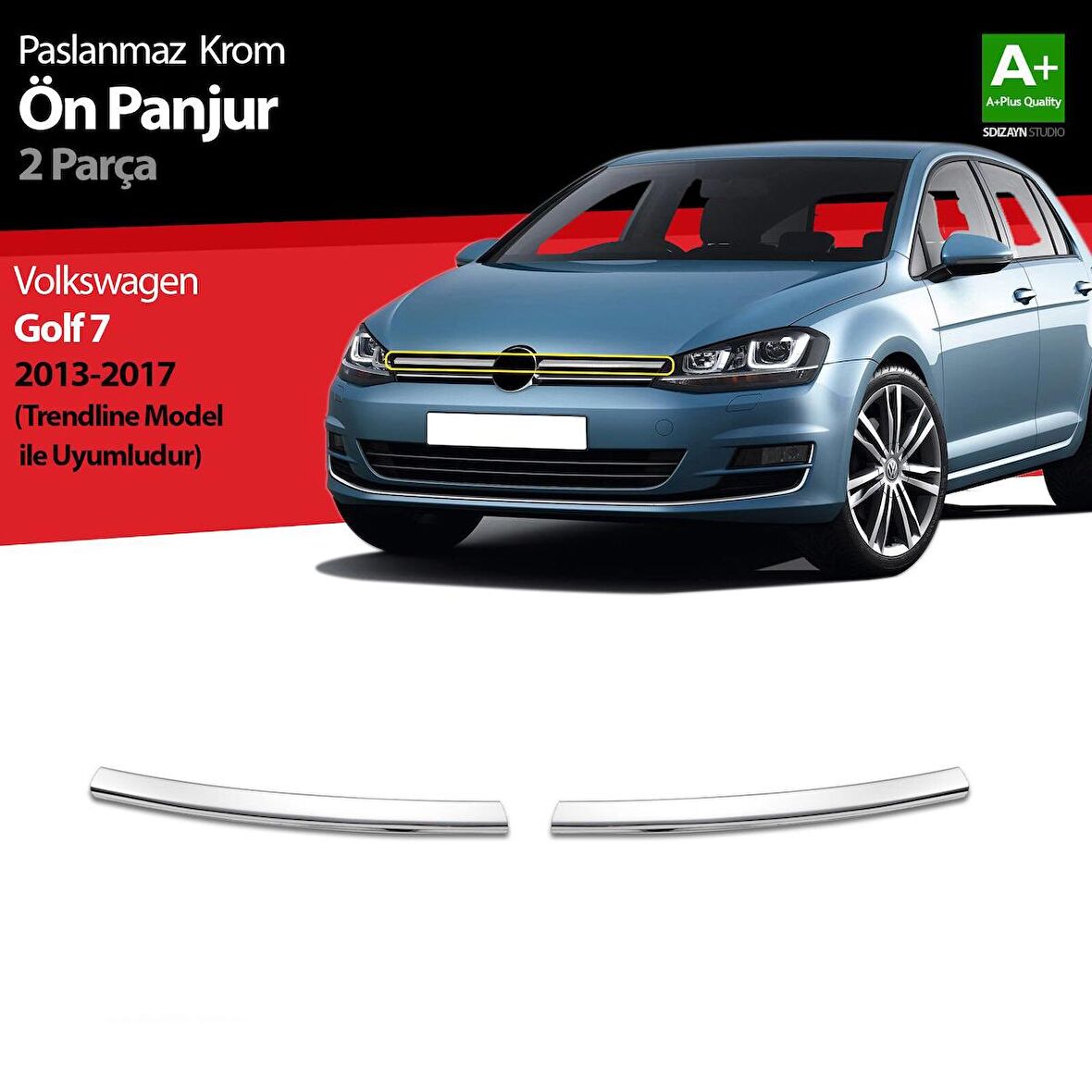 Volkswagen Golf 7 Krom Ön Panjur 2 Prç. Trendline 2013-2017