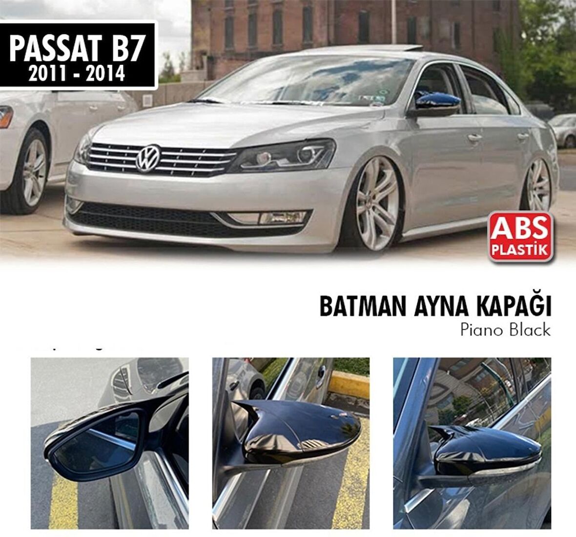 Volkswagen Passat B7 Yarasa Ayna Kapağı (Parlak Siyah)