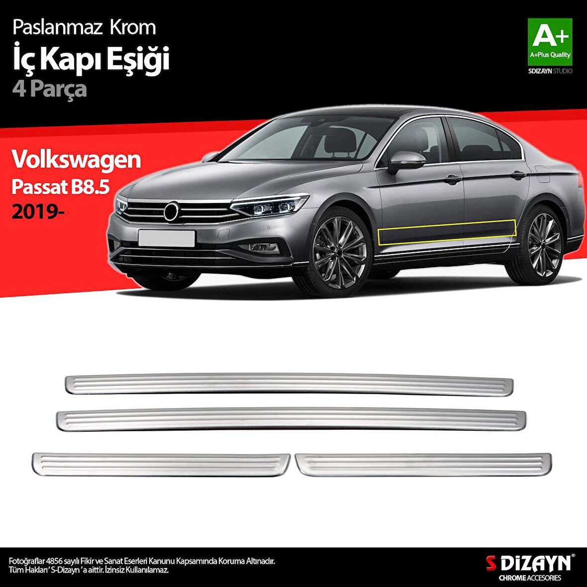Volkswagen Passat B8.5 Krom İç Kapı Eşiği 4 Parça 2019 Ve Üzeri
