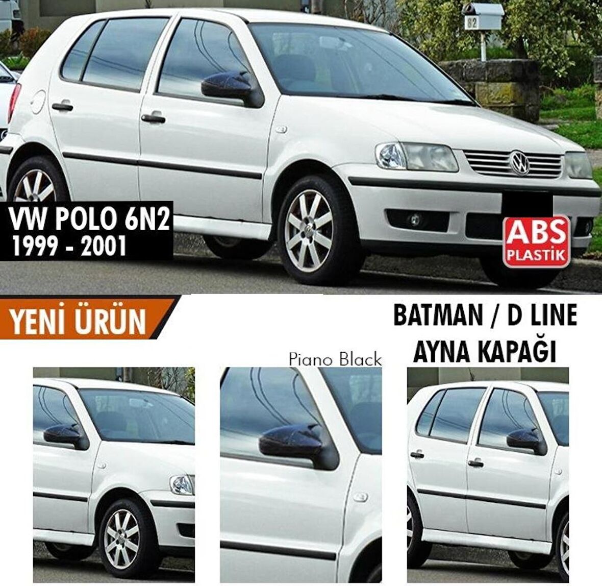 Volkswagen Polo 6N2 (1999-2001) Batman Yarasa Ayna Kapağı (Parlak Siyah)