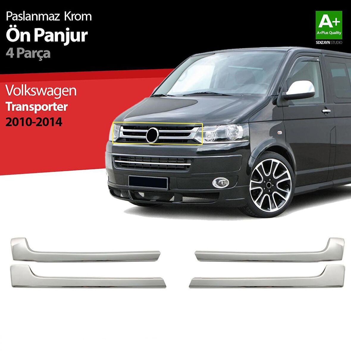 Volkswagen T5 Transporter Krom Ön Panjur 4 Prç 2010 Üzeri