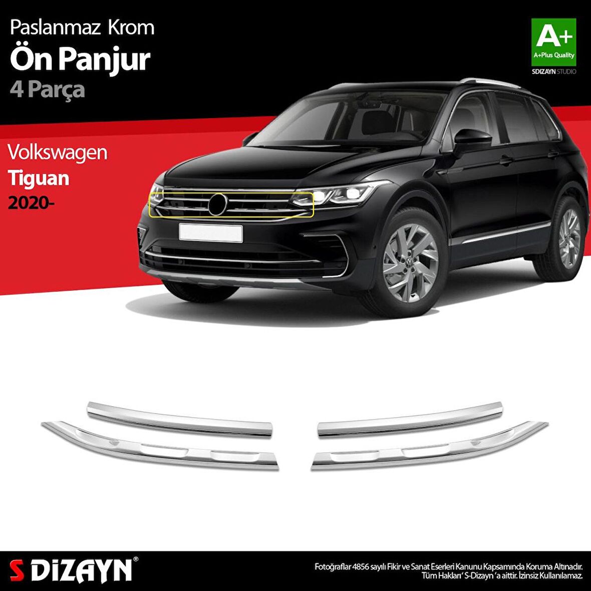 Volkswagen Tiguan Krom Ön Panjur 4 Prç. 2020 Üzeri