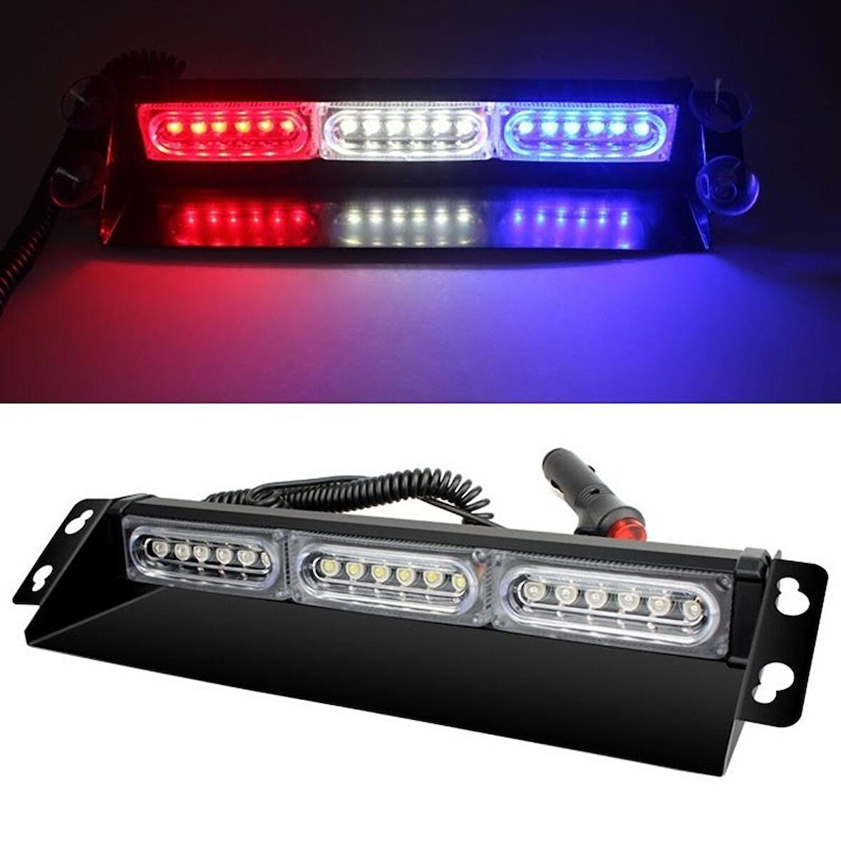 Çakar Lamba 13 Fonksiyonlu 18 Led 12V Kırmızı-Mavi-Beyaz / Lapa53