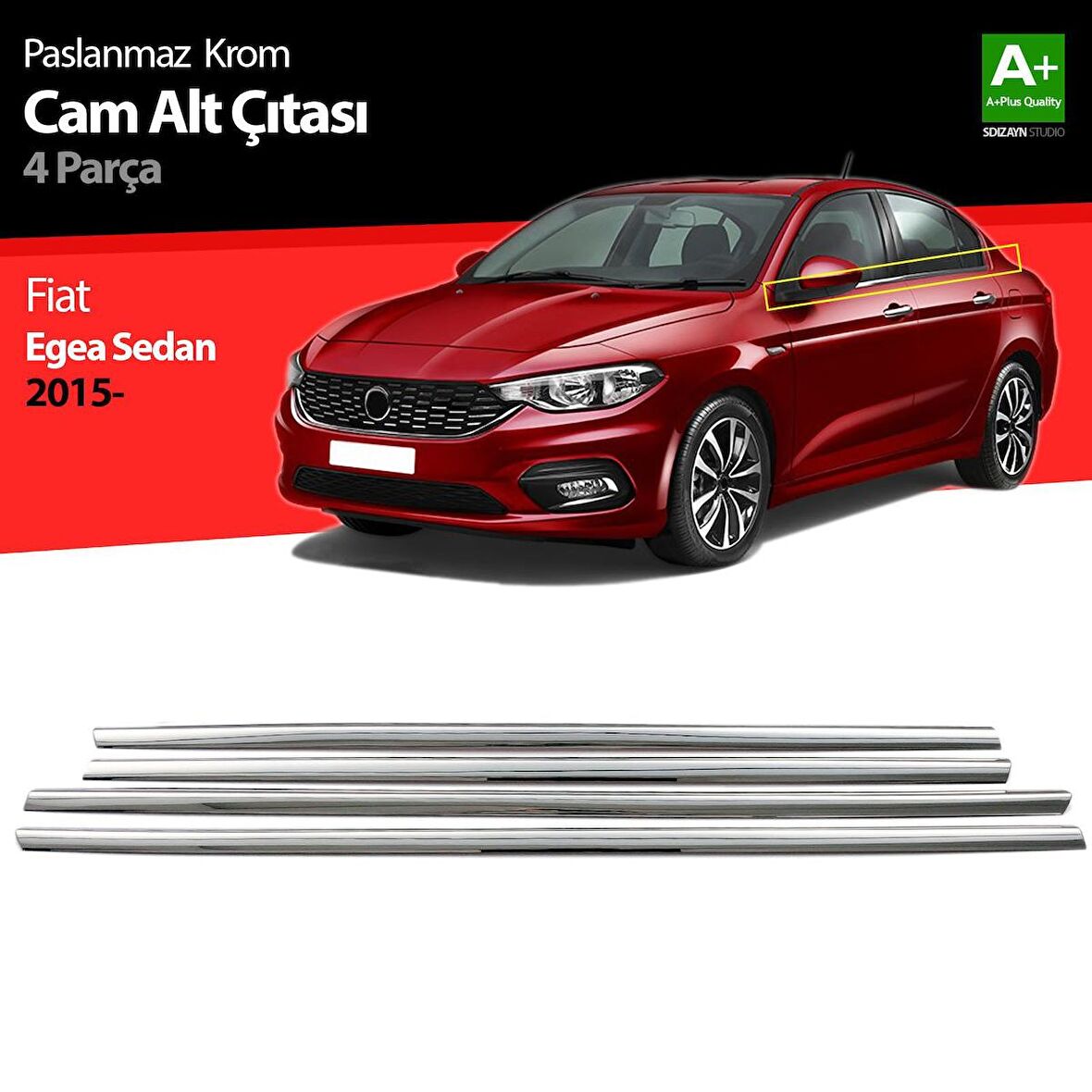 Fiat Egea Sd Krom Cam Çıtası 4 Prç. 2015 Üzeri