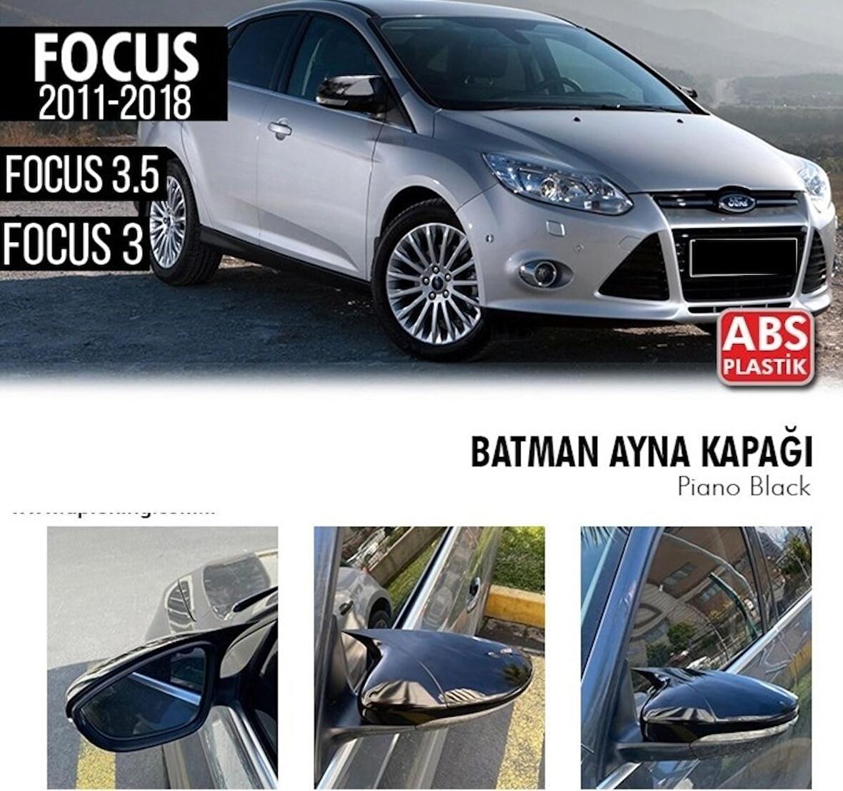 Ford Focus 3-3,5 (2011-2018) Hb Batman Ayna Kapağı (Parlak Siyah)