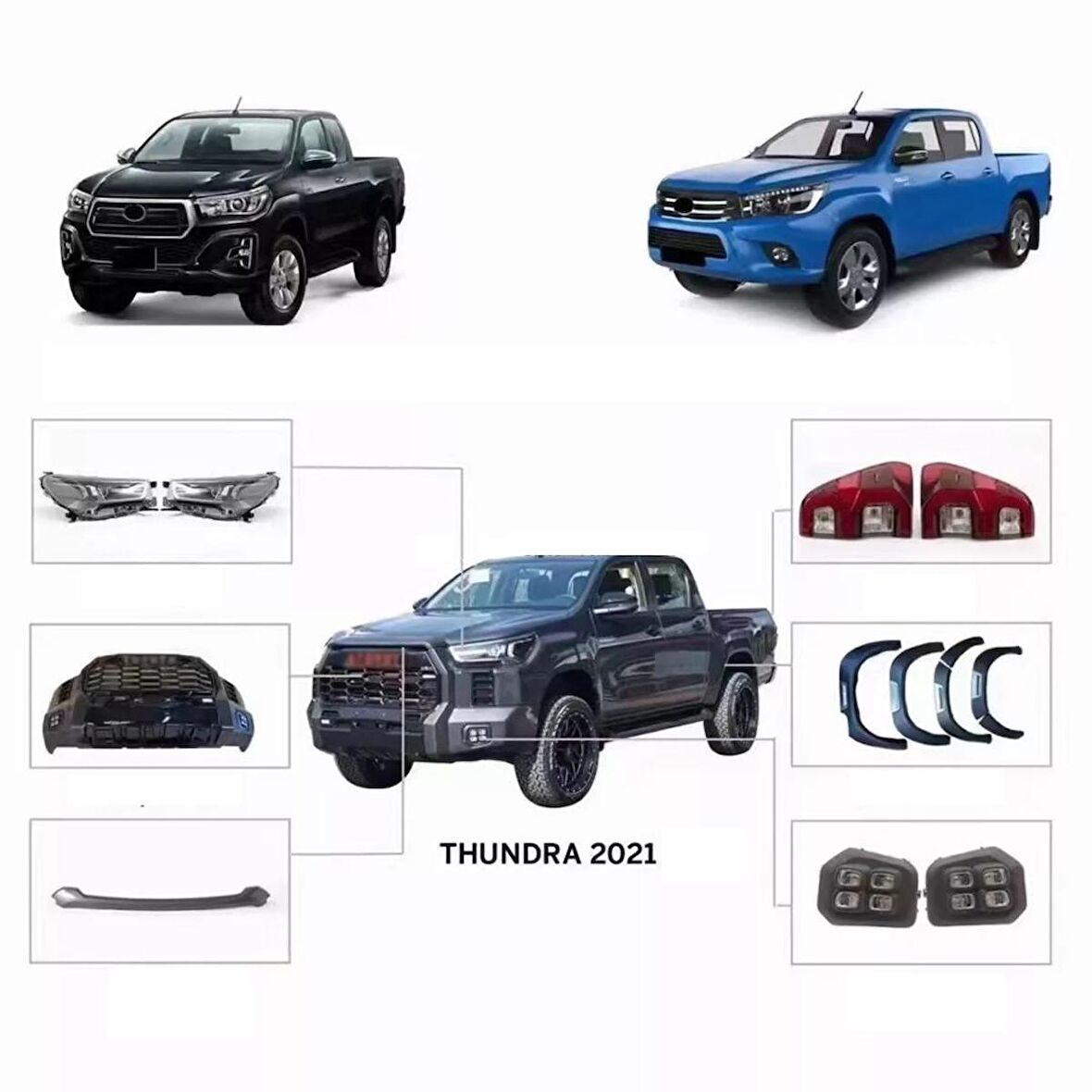 Hılux 2016-2019 İçin Tundra Body Kıt (Far-Stop-Sis  Dahil)