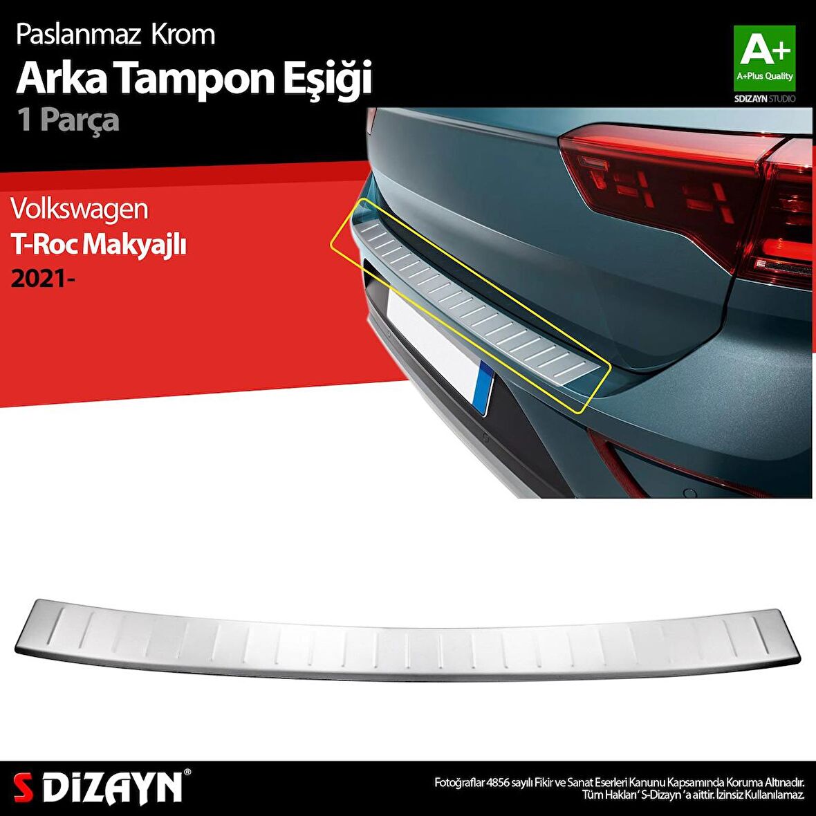 Volkswagen T-Roc Makyajlı Krom Arka Tampon Eşiği 2021 Üzeri