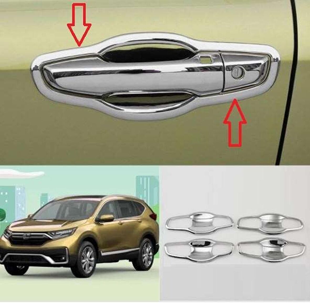 Honda CR-V 2018 Sonrası Dış Kapı Kolu İç Kaplama ABS Krom