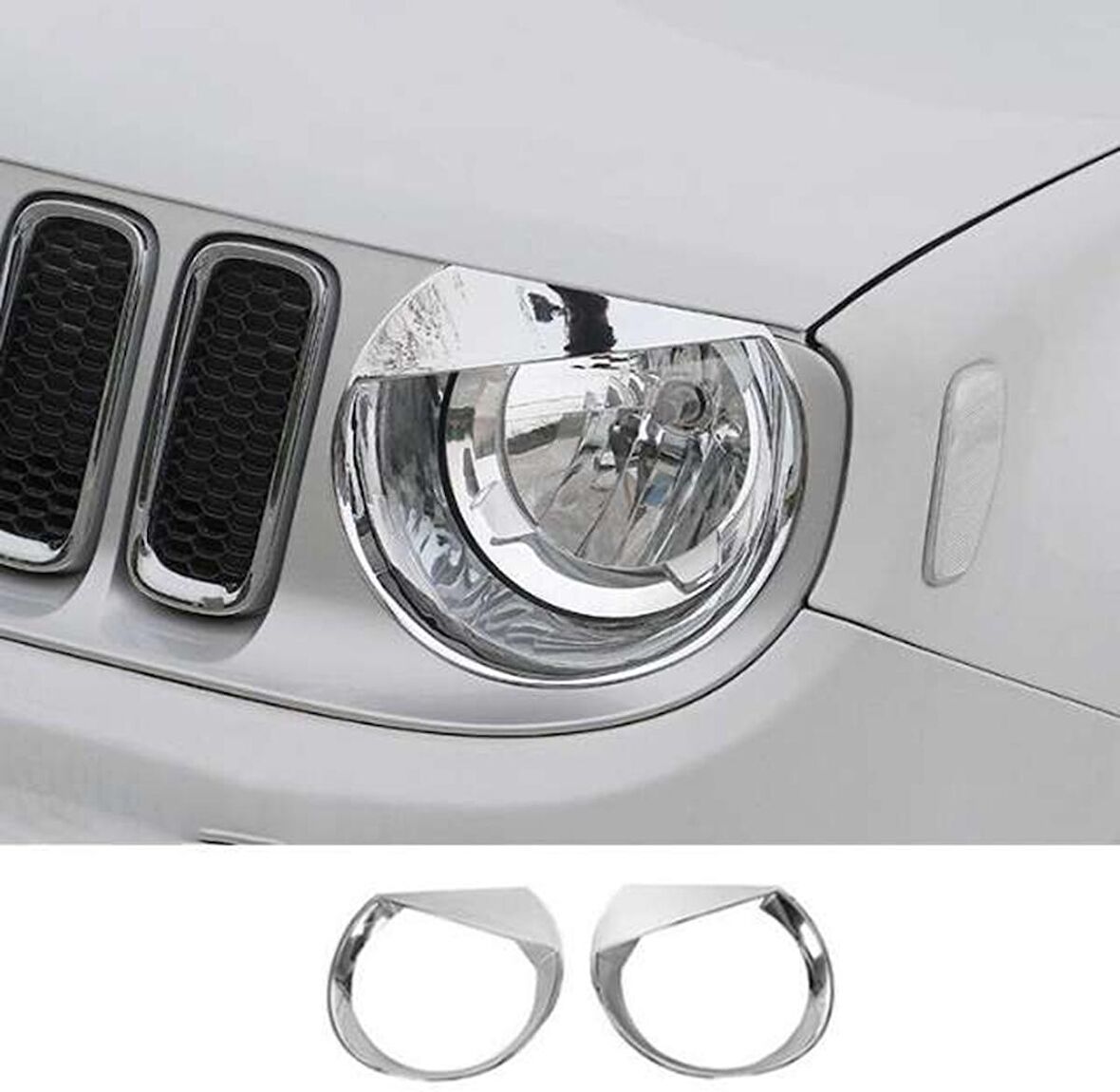 Jeep Renegade 2014 2017 Ön Far Kaplama ABS Krom