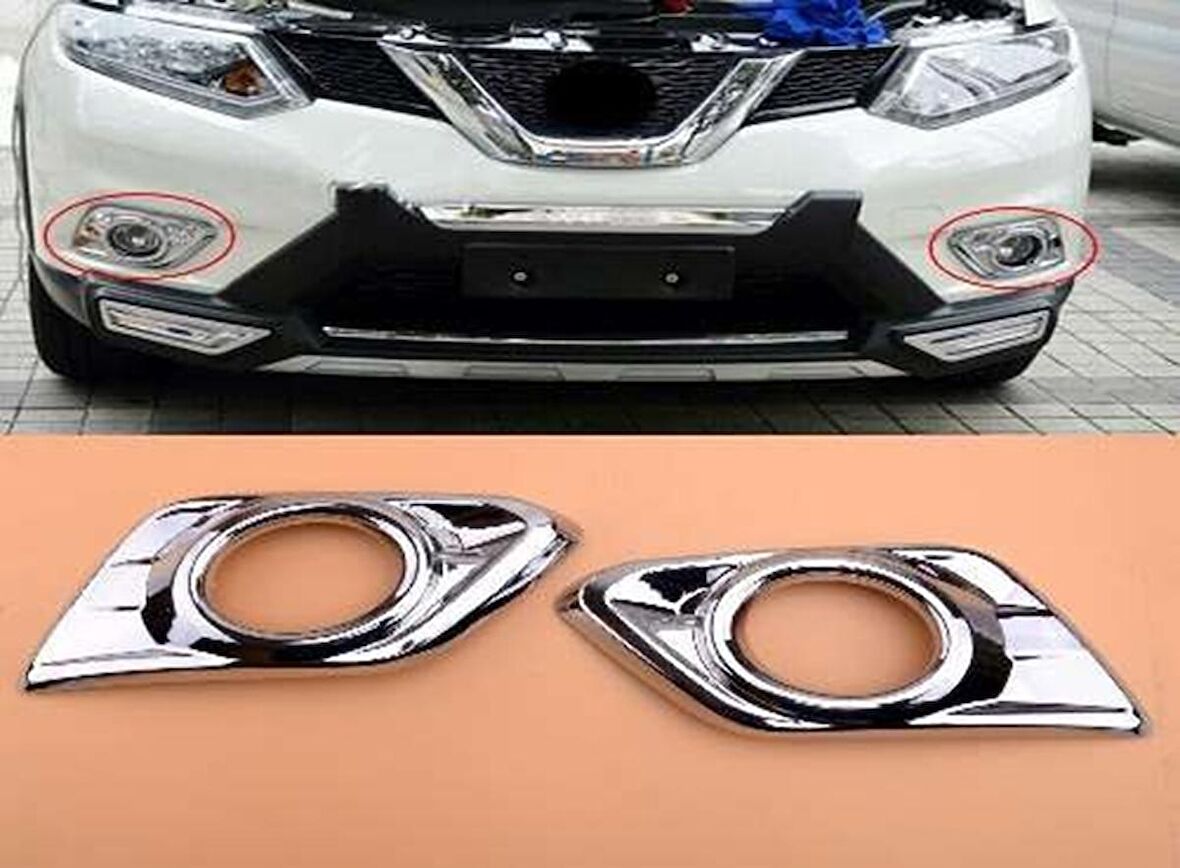Nissan X-Trail 2014 2017 Sis Lambası Kaplama Krom