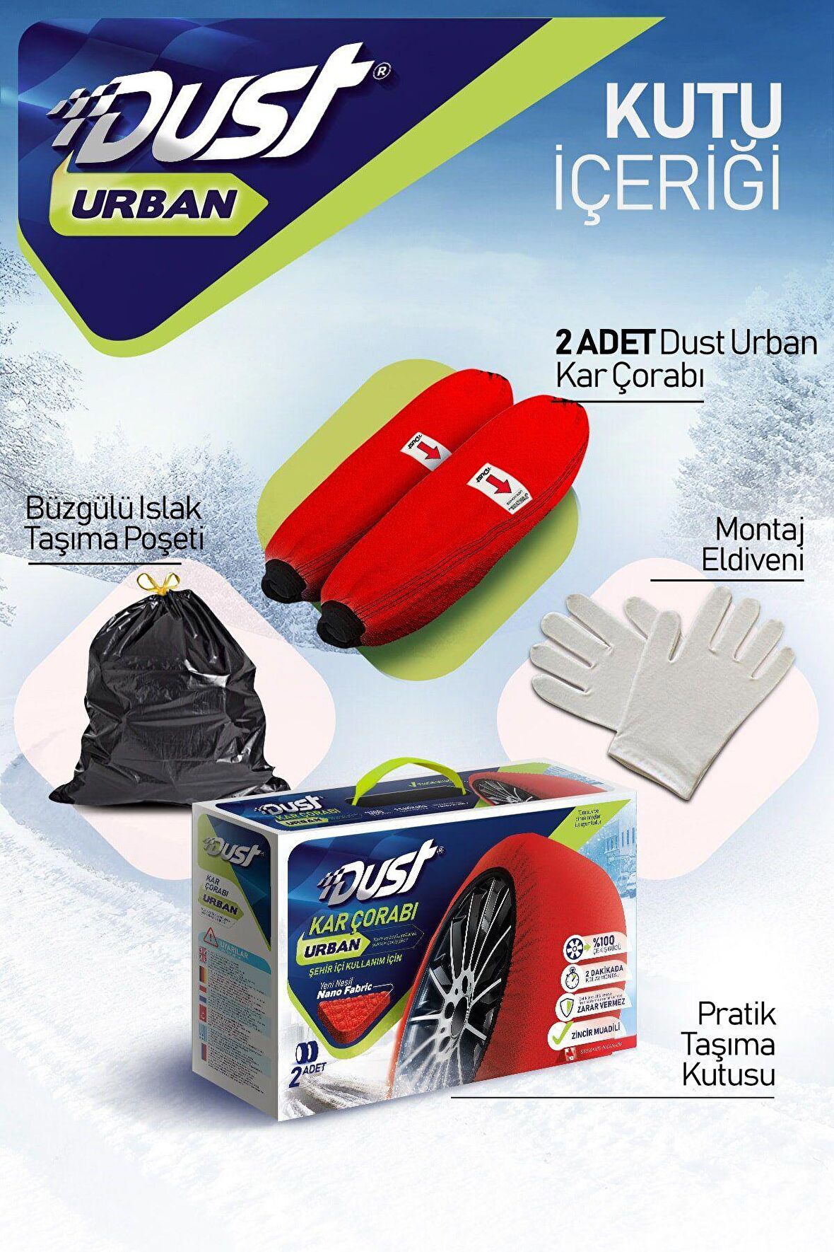Kar Çorabı 205 75 Lastik R14 Jant Ölçülerine Uyumlu Yüksek Kaliteli Zincir Muadili Ürün Dust