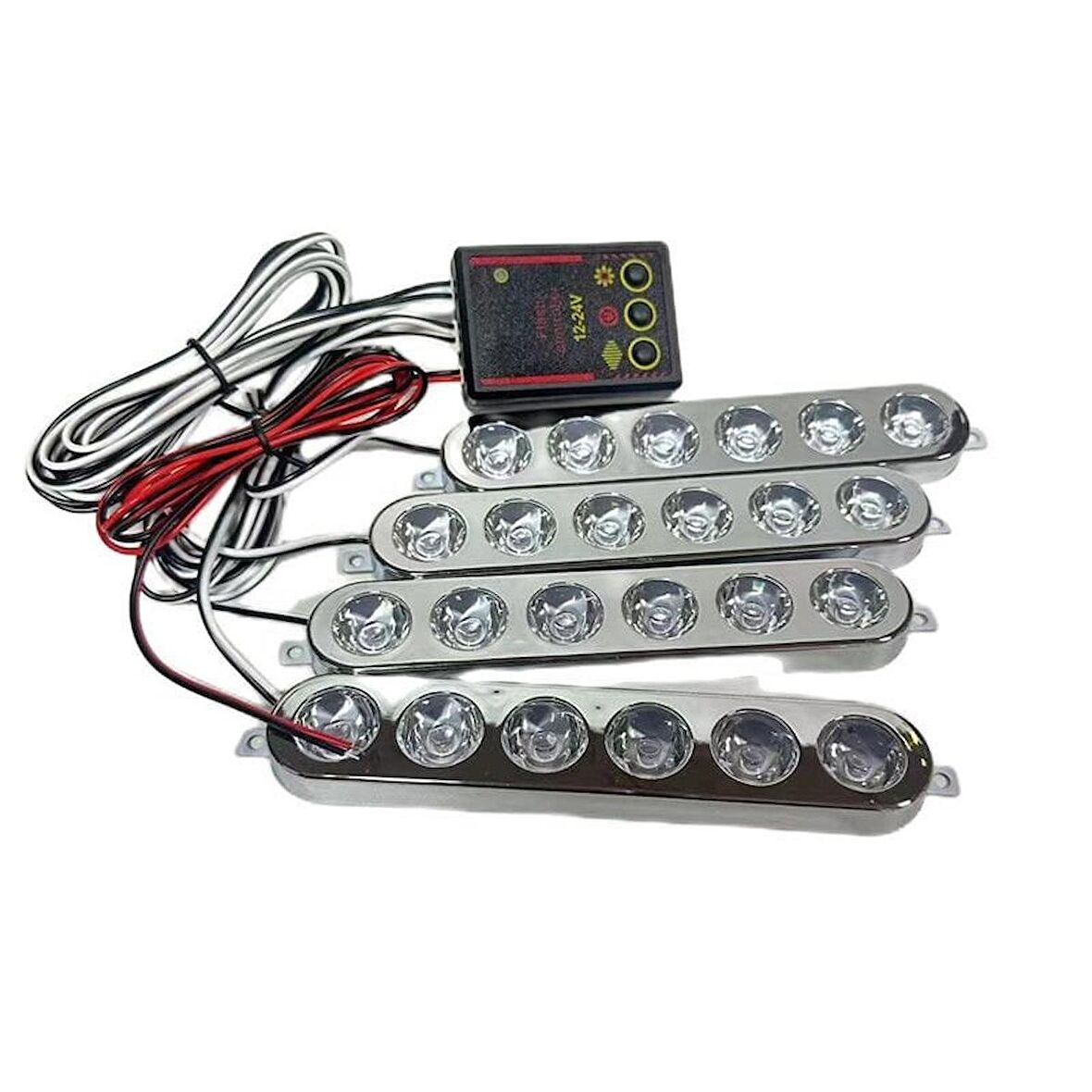 Çakar lamba 6x4 led kırmızı mavi 12-24v / LAPA536-3