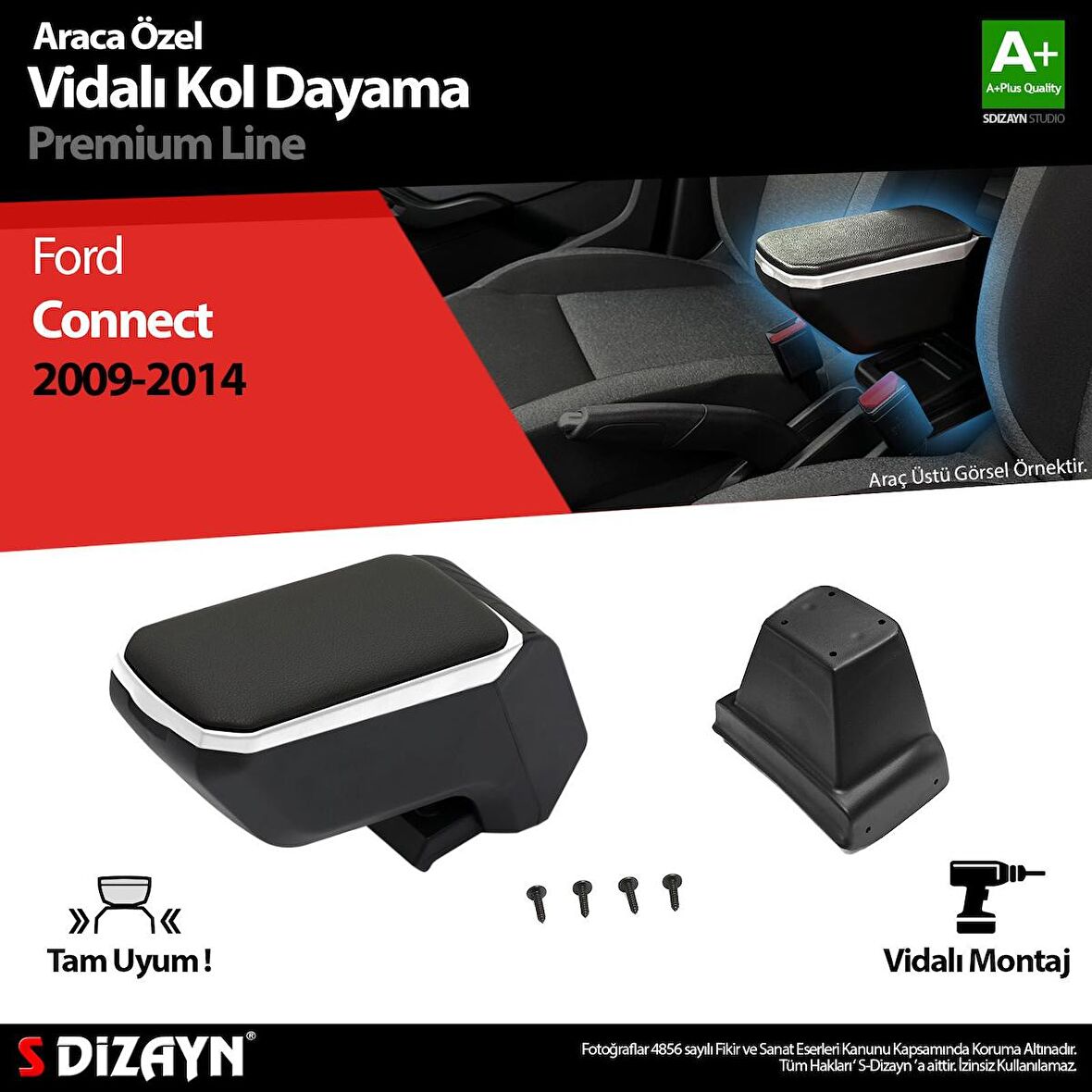 Ford Connect Kol Dayama Kolçak ABS Vidalı Gri 2009-2014 A+Kalite