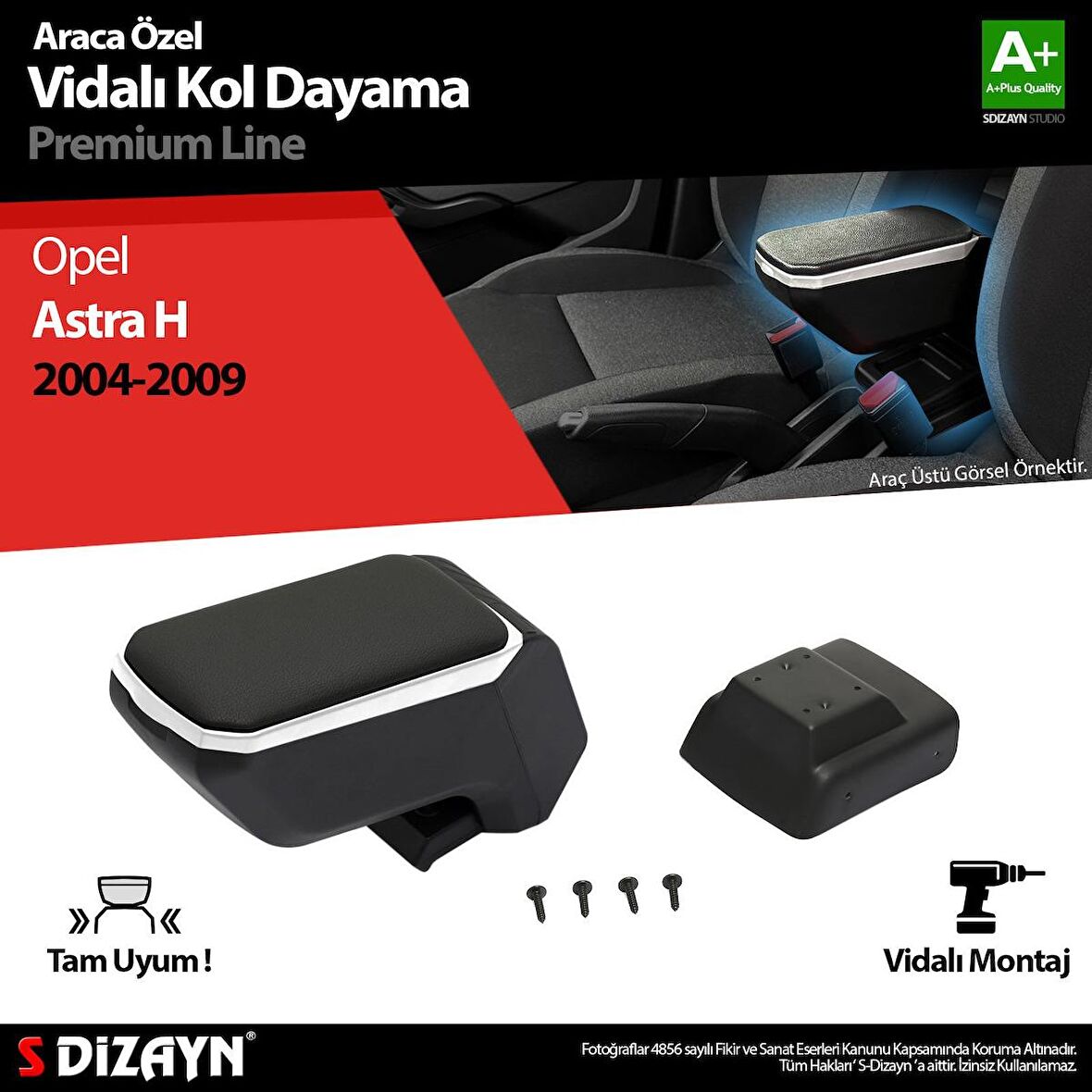 Opel Astra H ABS Vidalı Kol Dayama Kolçak Gri 2004-2009 A+Kalite