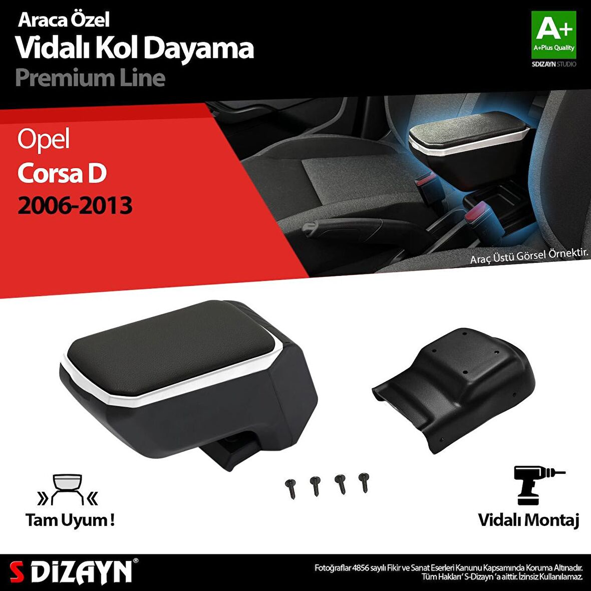 Opel Corsa D Kol Dayama Kolçak ABS Vidalı Gri 2006-2013 A+Kalite