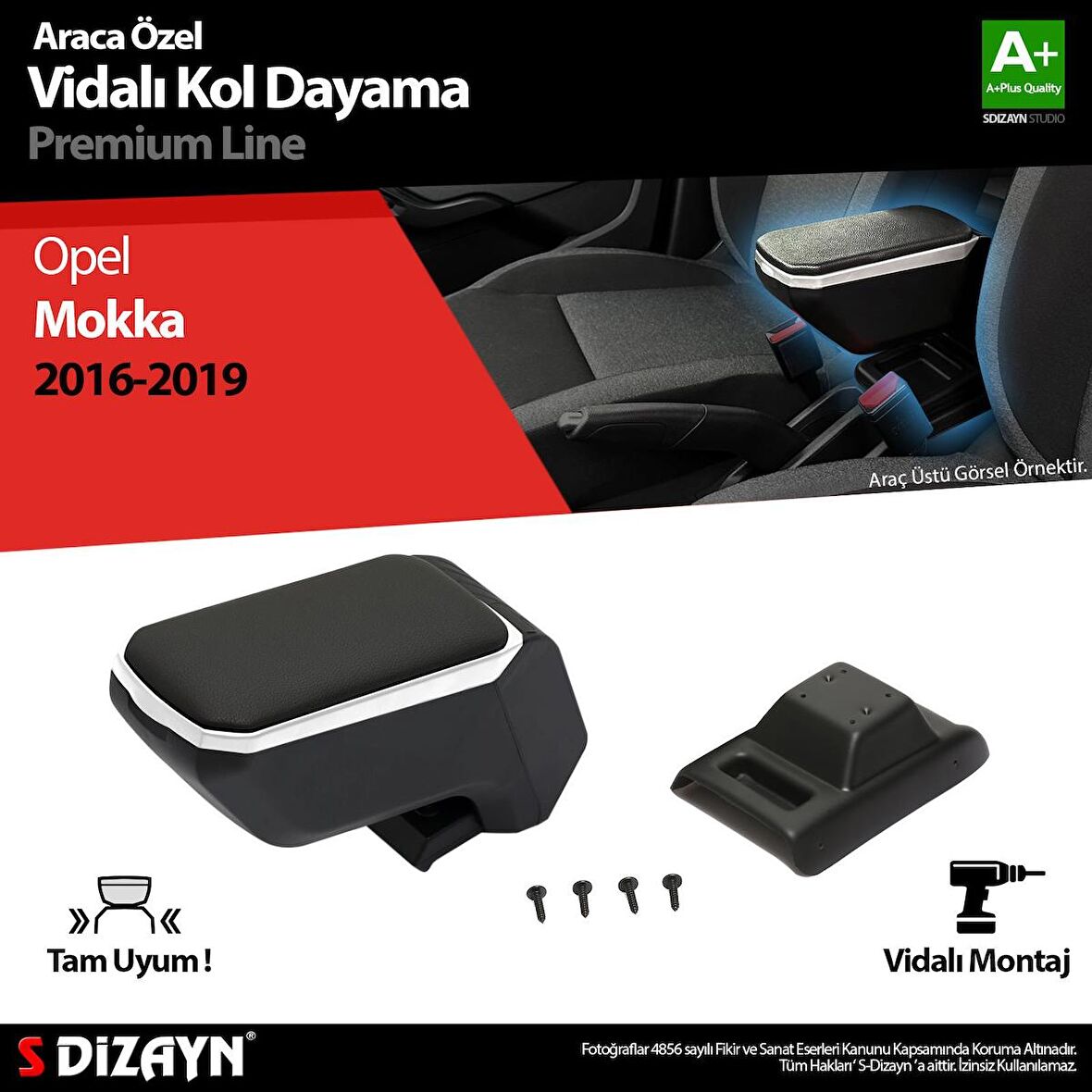 Opel Mokka ABS Vidalı Kol Dayama Kolçak Gri 2016-2019 A+Kalite