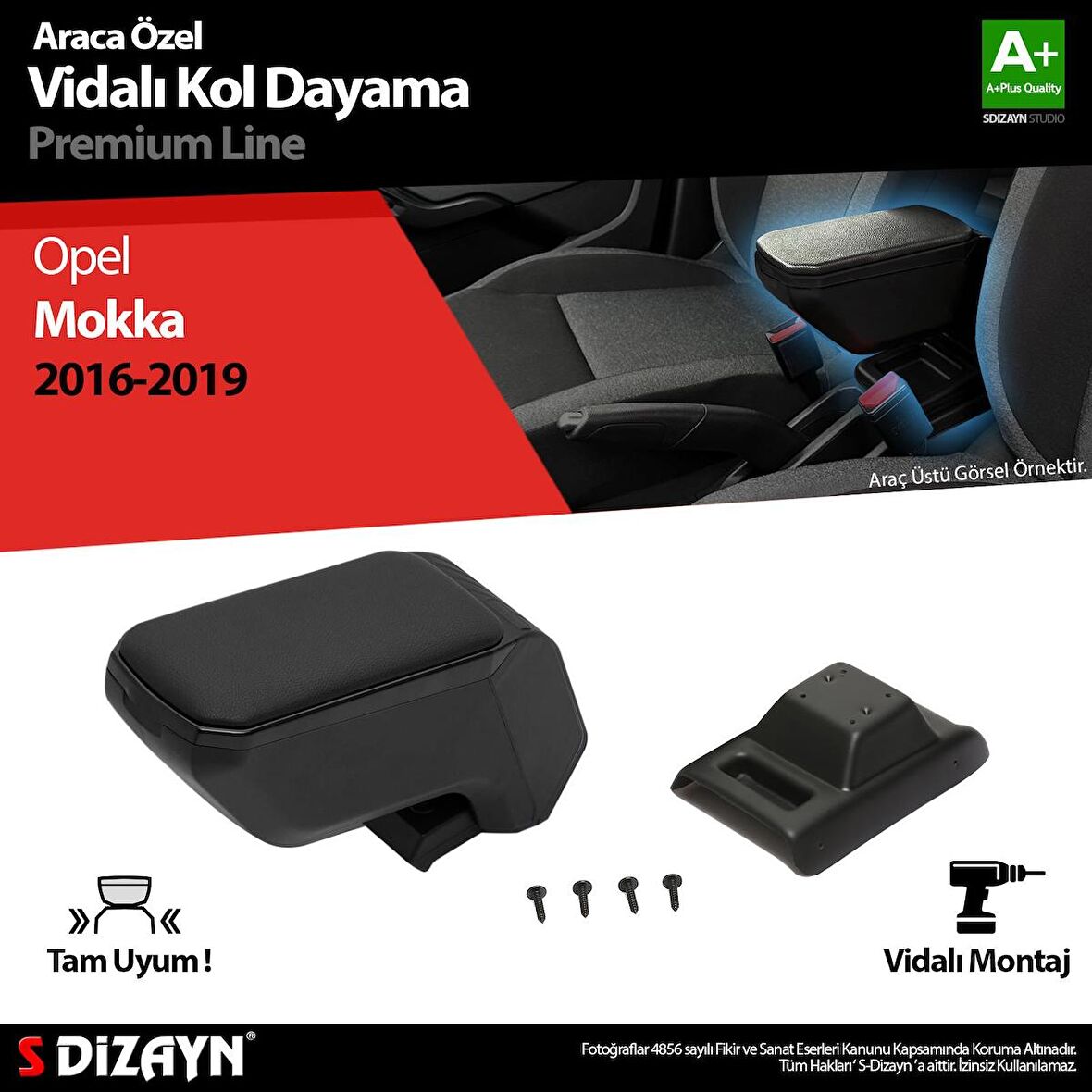 Opel Mokka ABS Vidalı Kol Dayama Kolçak Siyah 2016-2019 A+Kalite