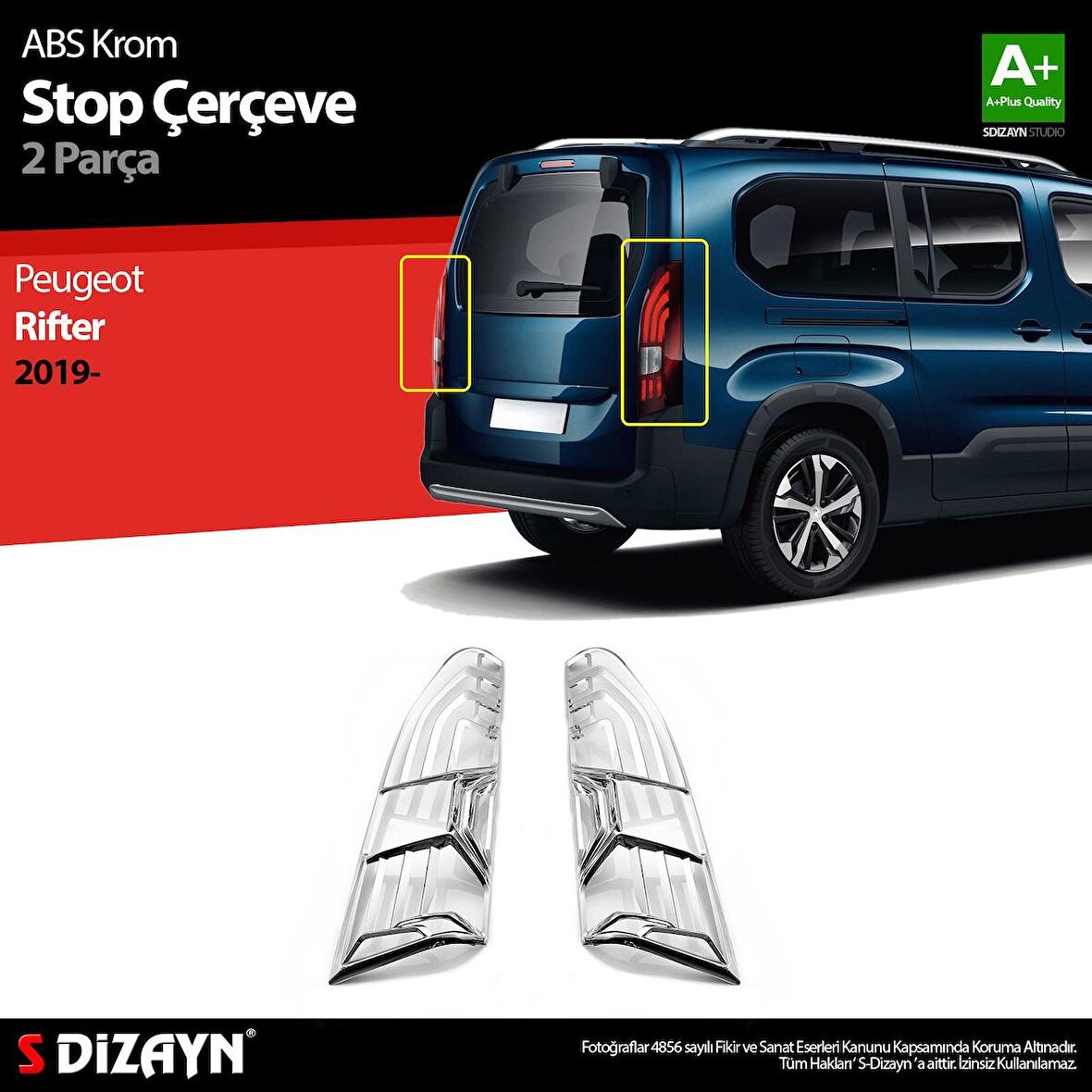 Peugeot Rifter Abs Krom Stop Çerçevesi 2 Prç. 2019 Üzeri