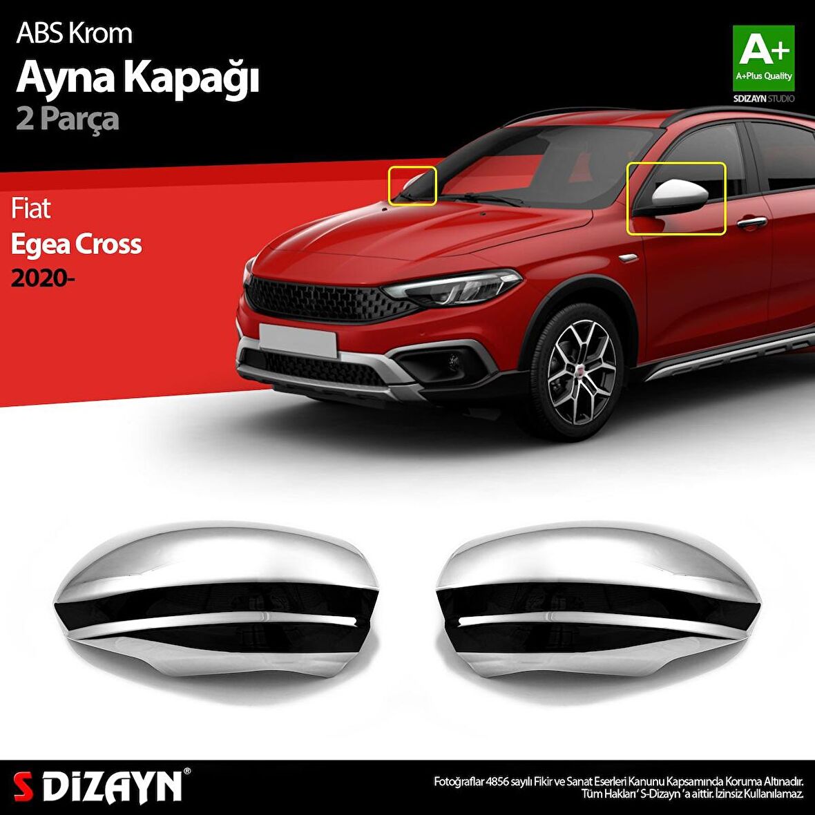 Fiat Egea Cross Abs Krom Ayna Kapağı 2 Prç. 2020 Üzeri