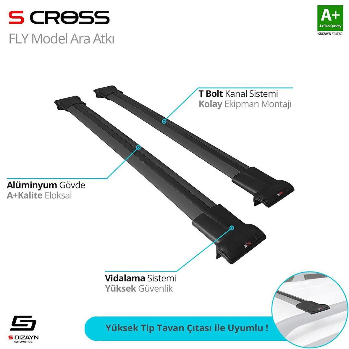 Citroen C5 Aircross SUV 2018 Üzeri FLY Model Siyah Ara Atkı A+Kalite