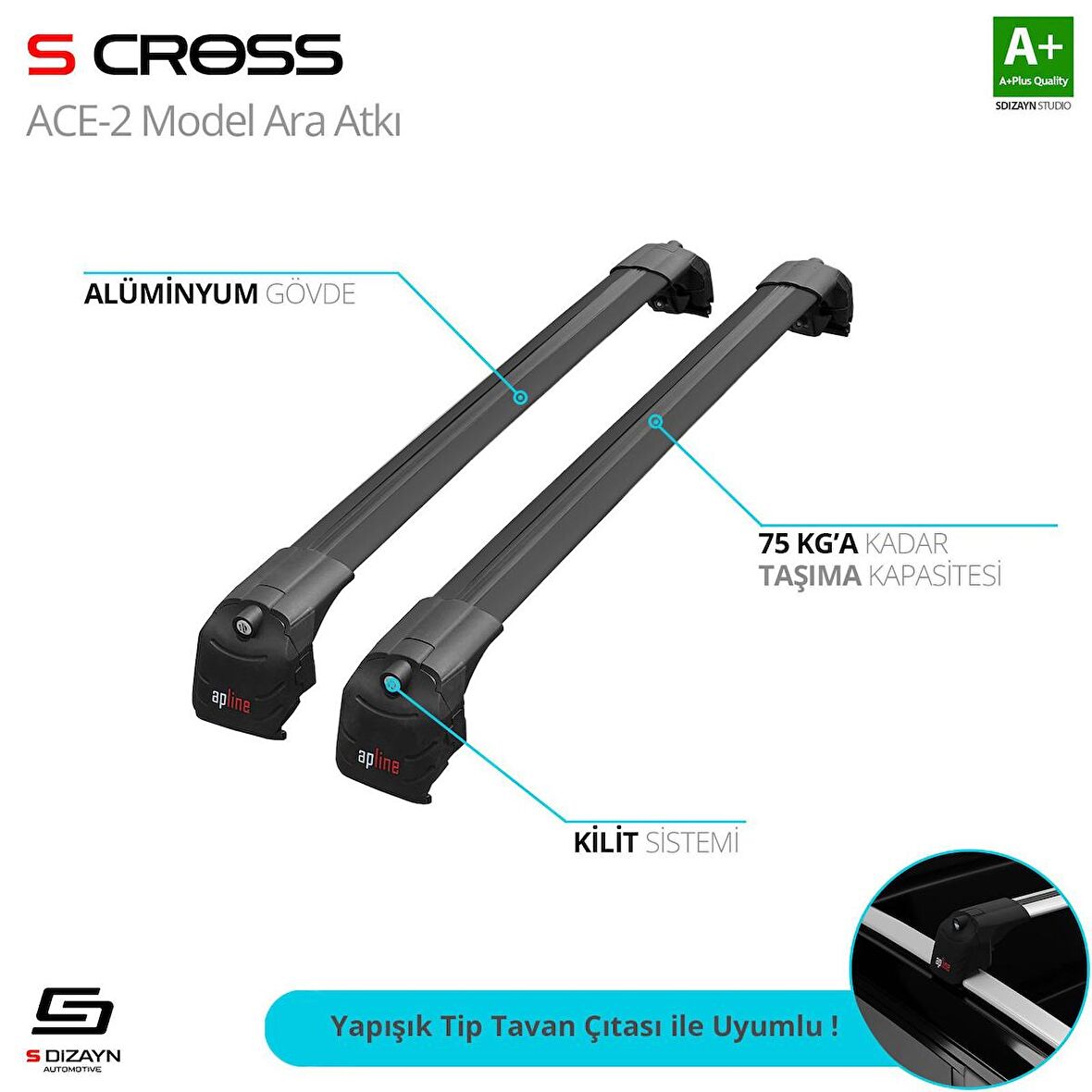 Genesis Gv80 (JX1) 2021 Üzeri ACE-2 Model Siyah Ara Atkı A+ Kalite